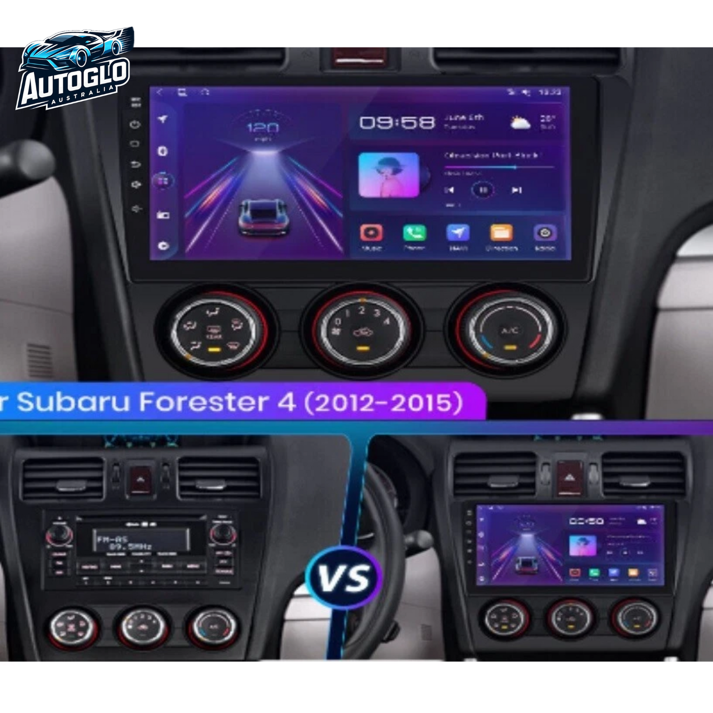 Autoglo Australia 9" (2G+32G) GPS BT WiFi CARPLAY ANDROID Stereo For SUBARU FORESTER (2012-15)