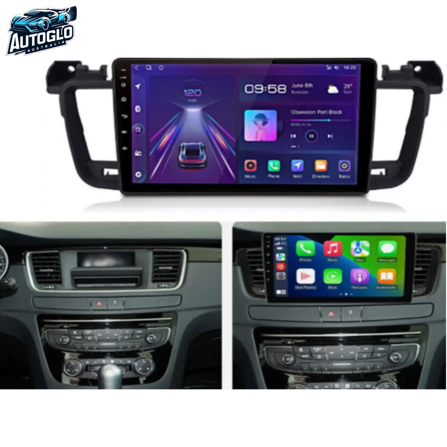 Autoglo Australia 9" (2G+32G) GPS BT CARPLAY ANDROID 13 PEUGEOT 508 (2011-18)-FREE GIFTs