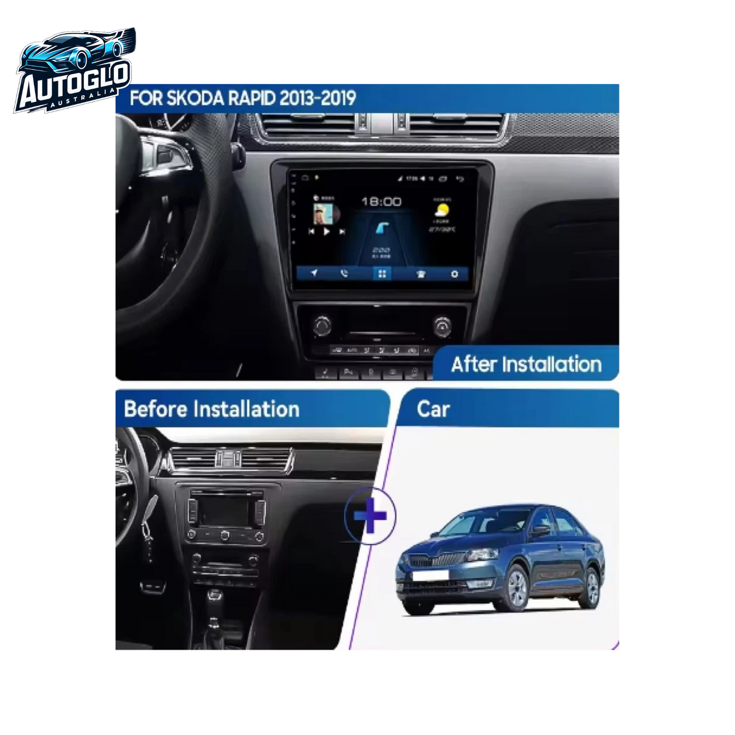 Autoglo Australia 9" Android Carplay BT GPS Stereo for Skoda Octavia 3 A7 (2GB+32G) 2013-18