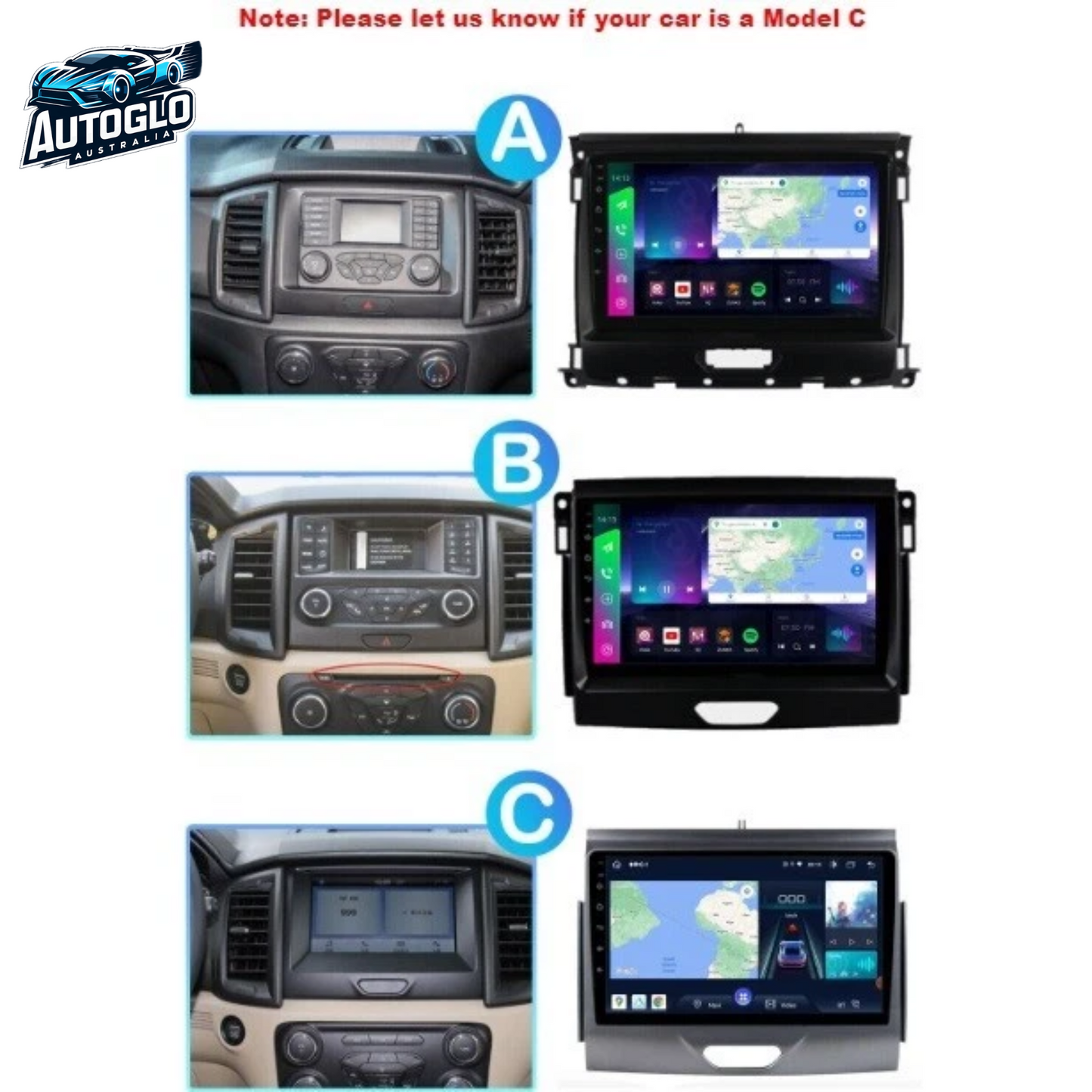 Autoglo Australia 9" (2G+32G) GPS BT WiFi CARPLAY ANDROID Stereo For FORD RANGER A (2015-18)