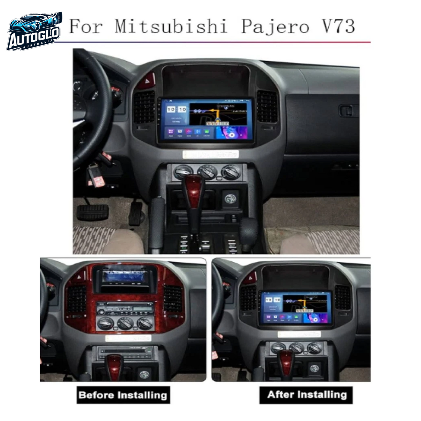 Autoglo Australia 9" (2G+32G) GPS BT WiFi CARPLAY ANDROID For Mitsubishi Pajero V73 (2004-11)