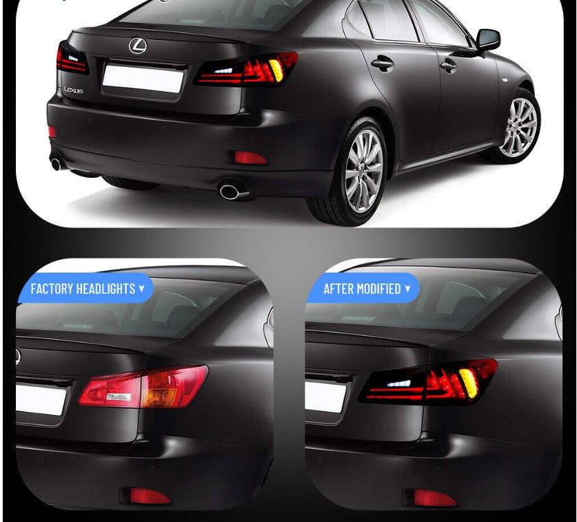 LED Tail Lights Assembly Red Lens Rear Lamp For 2006-2013 Lexus IS250 IS350 ISF