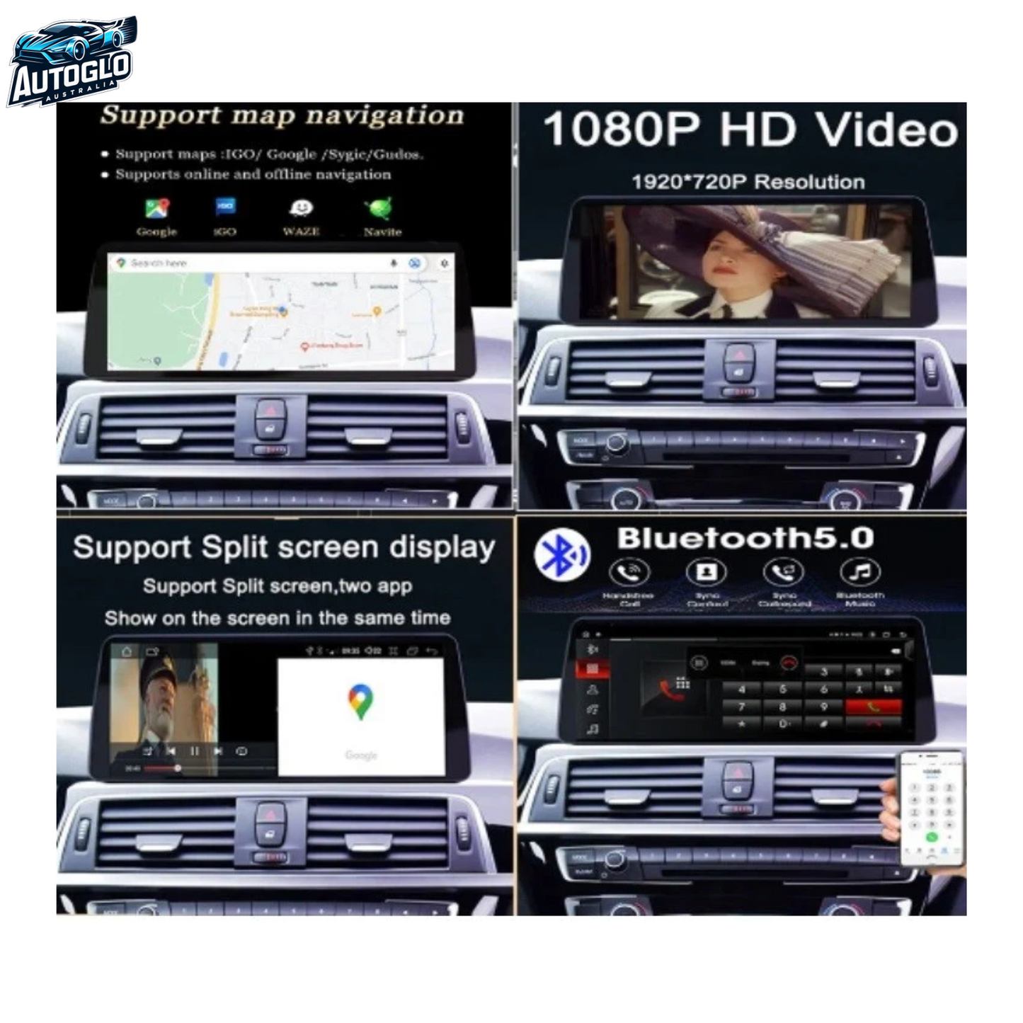 Autoglo Australia 9" BMW X5 E70 X6 E71 12.3" XL FHD Carplay Android BT GPS 4G Auto Stereo (CIC)