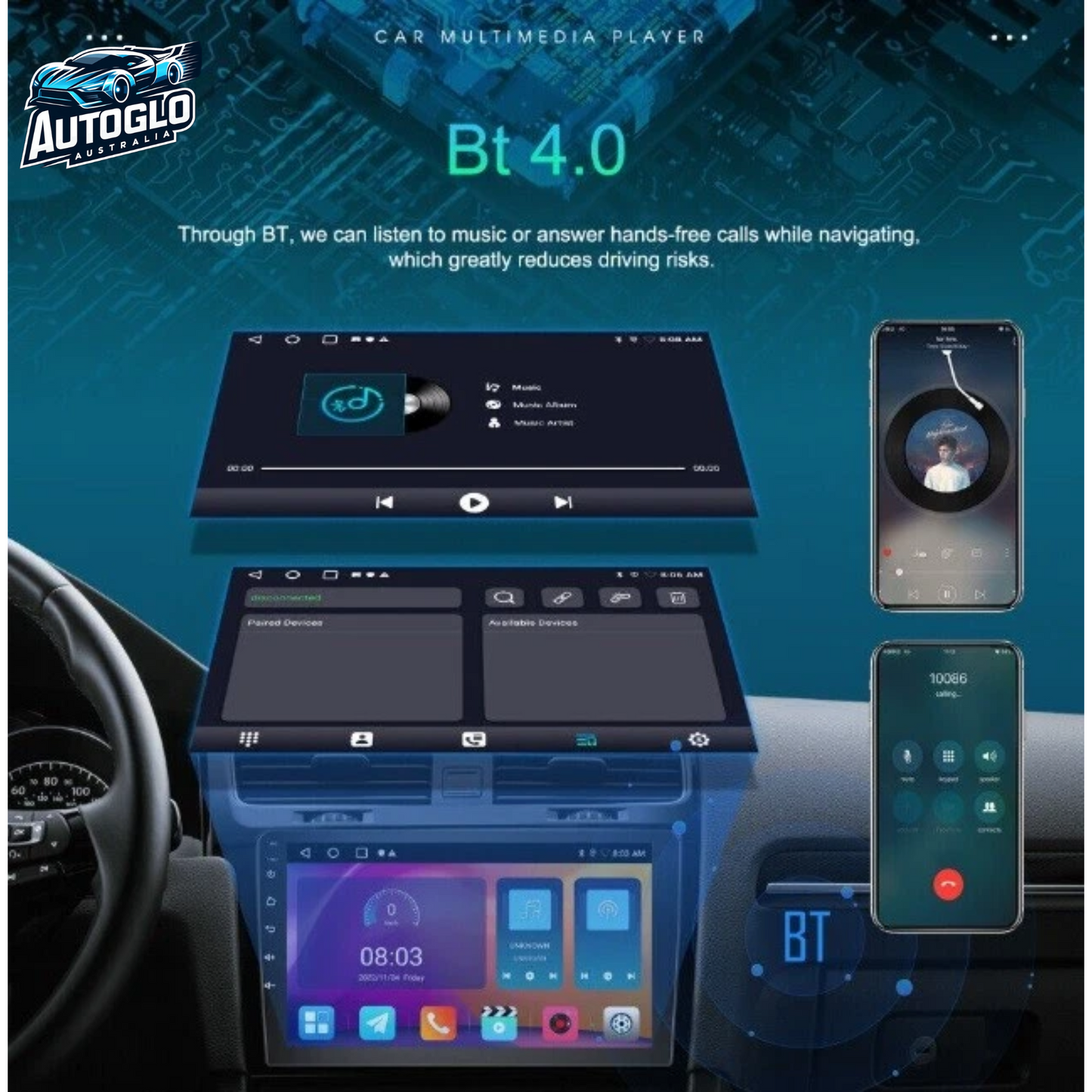 Autoglo Australia 9" Android Carplay BT GPS Stereo for FORD KUGA ESCAPE 2GB+32G (2013-17)