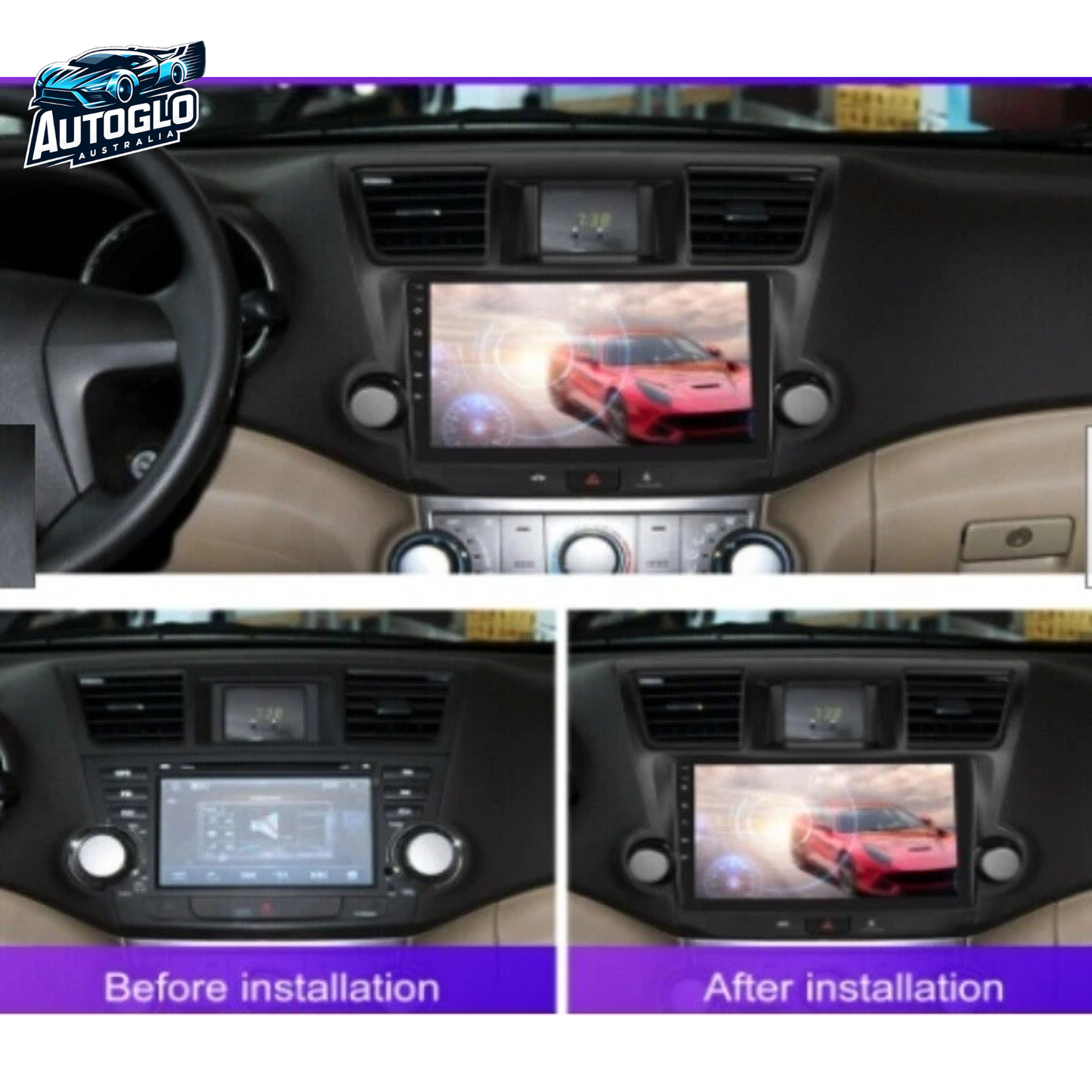 Autoglo Australia 10.1" Android Stereo Carplay for TOYOTA KLUGER BT GPS NAVI 2GB+32GB (2009-14)