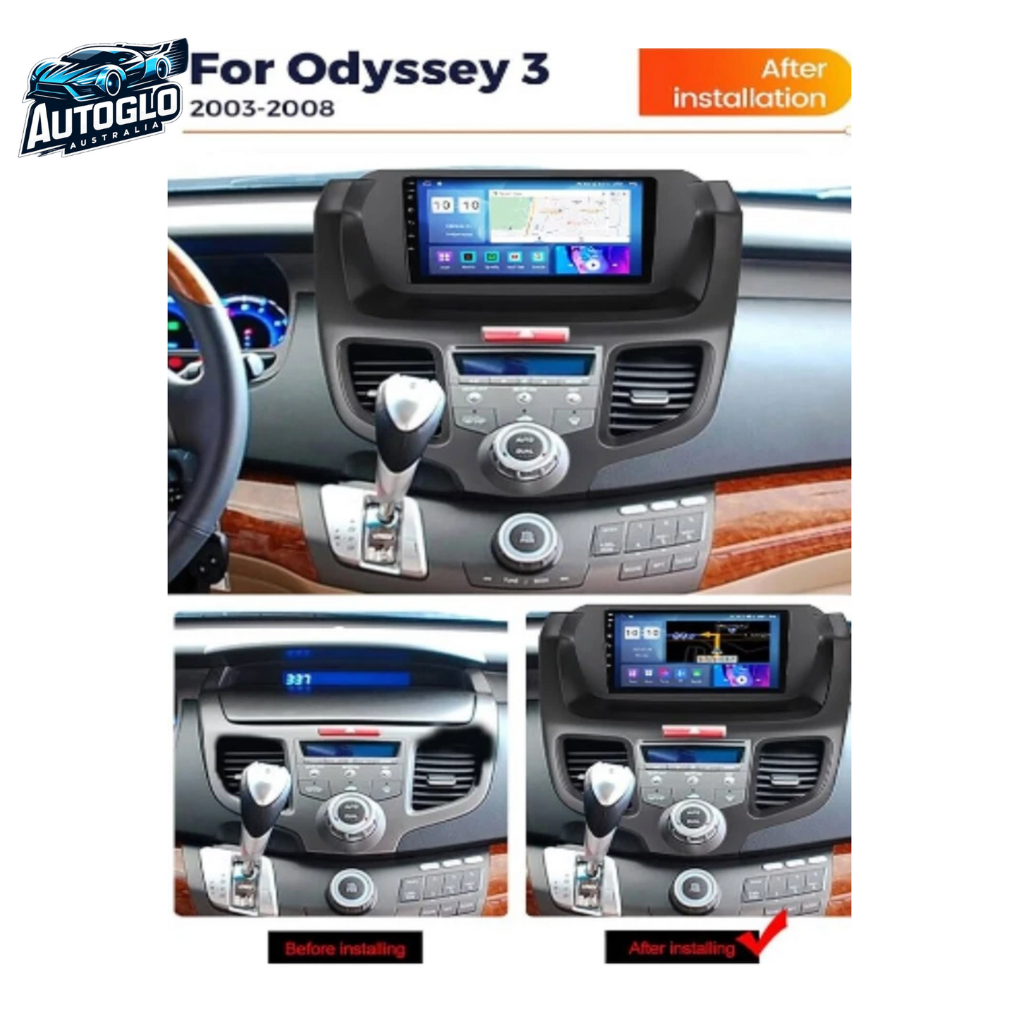 Autoglo Australia 9" Android Carplay BT GPS Stereo for Honda Odyssey 3 RL3 RL4 2GB+32G (2003-08)