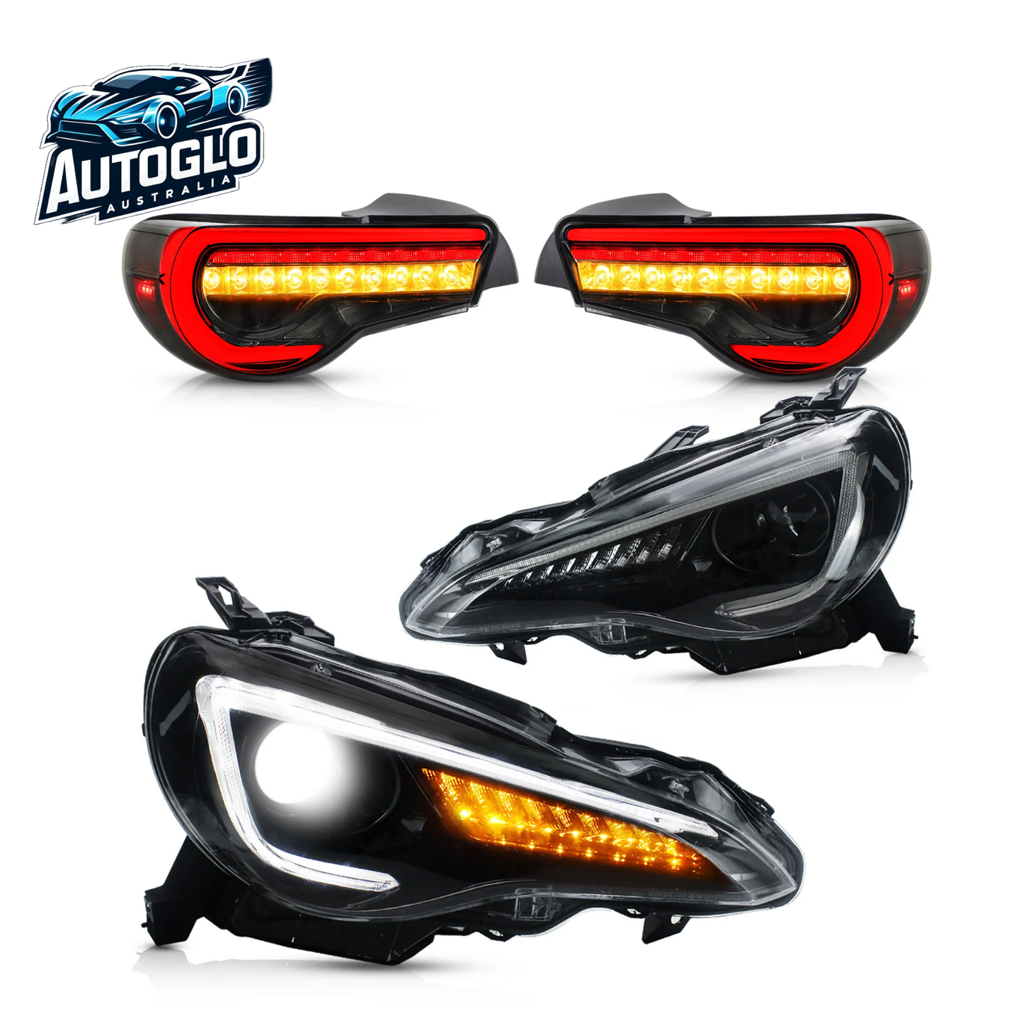 VLAND Set of Dual Beam Projector Headlights and Full LED Tail Lights for Toyota 86 and Subaru BRZ