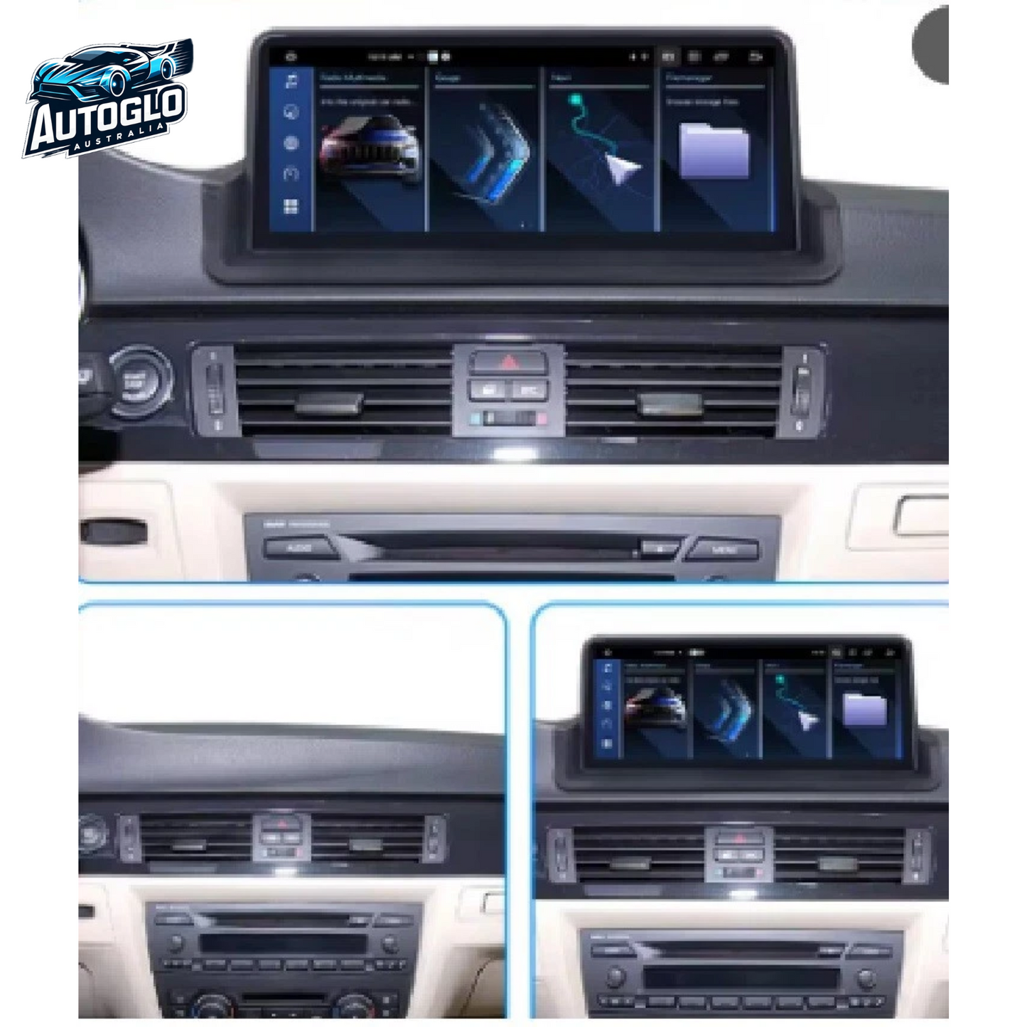 Autoglo Australia BMW E90 3 Series 12.3" XL FHD Carplay Android BT GPS 4G Auto Stereo +Idrive Free