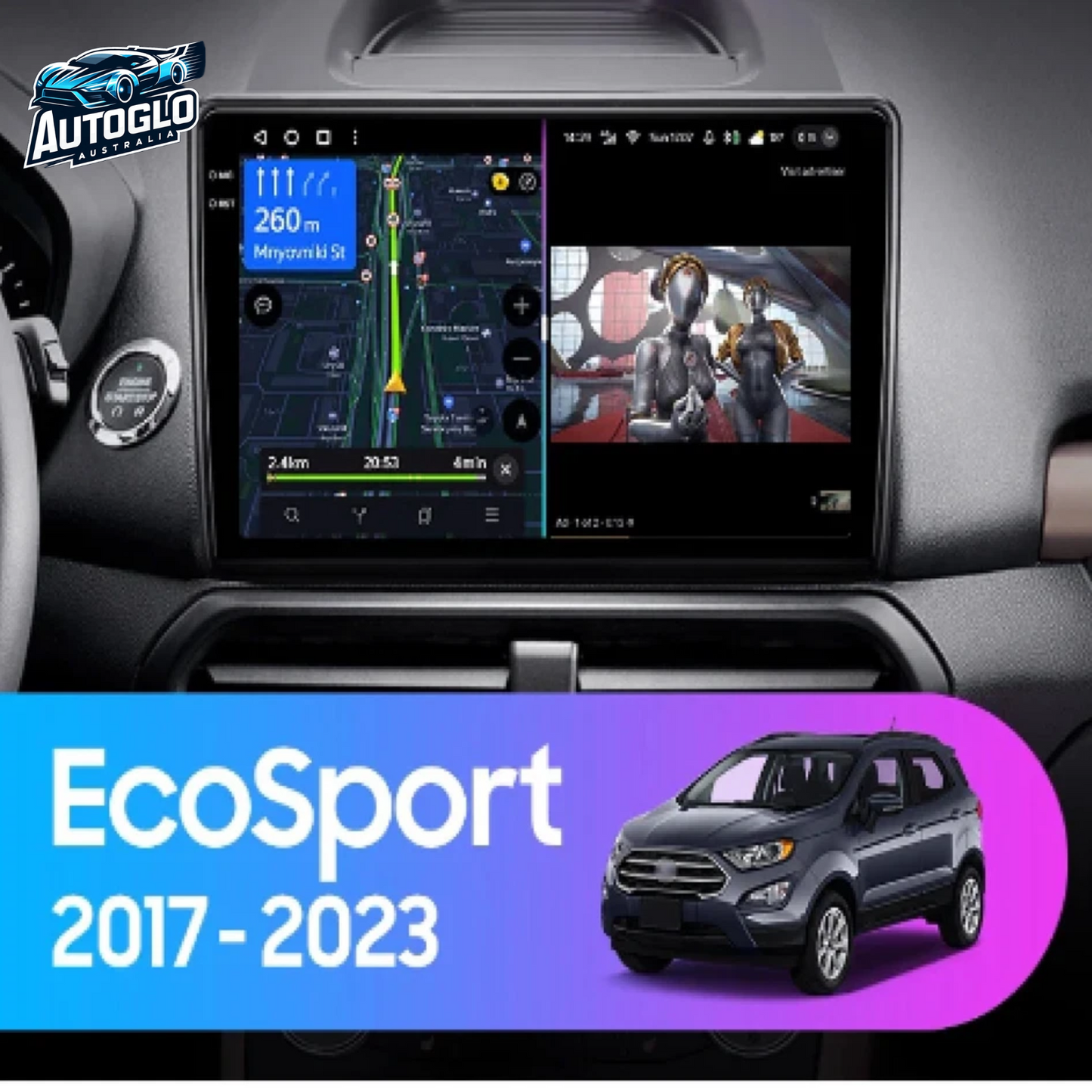 Autoglo Australia 10.1" Carplay Android 2GB+32GB BT GPS NAVI Stereo for FORD ECOSPORT(2017-23)
