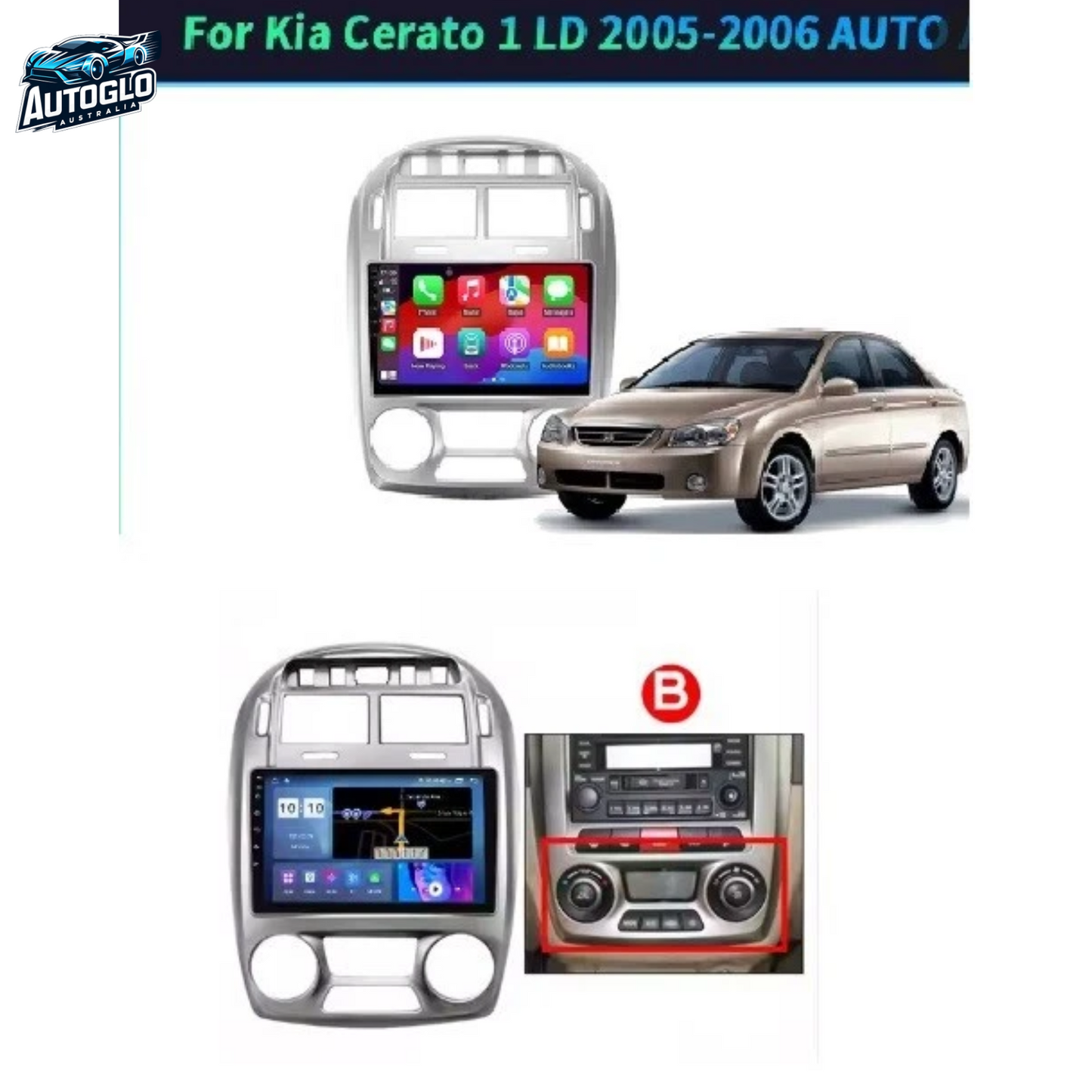 Autoglo Australia 9" (2G+32G) GPS BT CARPLAY ANDROID Stereo For Kia Cerato LD AUTO AC (2005-06)