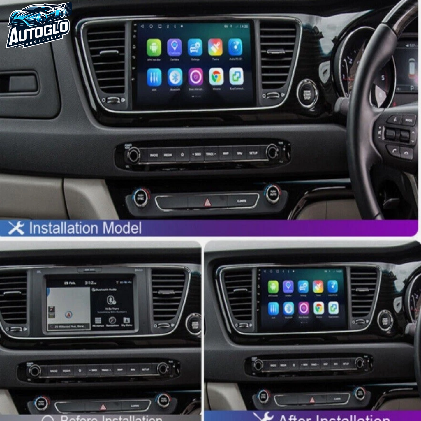 Autoglo Australia 9" (2G+32G) GPS BT WiFi CARPLAY ANDROID Stereo For KIA CARNIVAL (2014-19)
