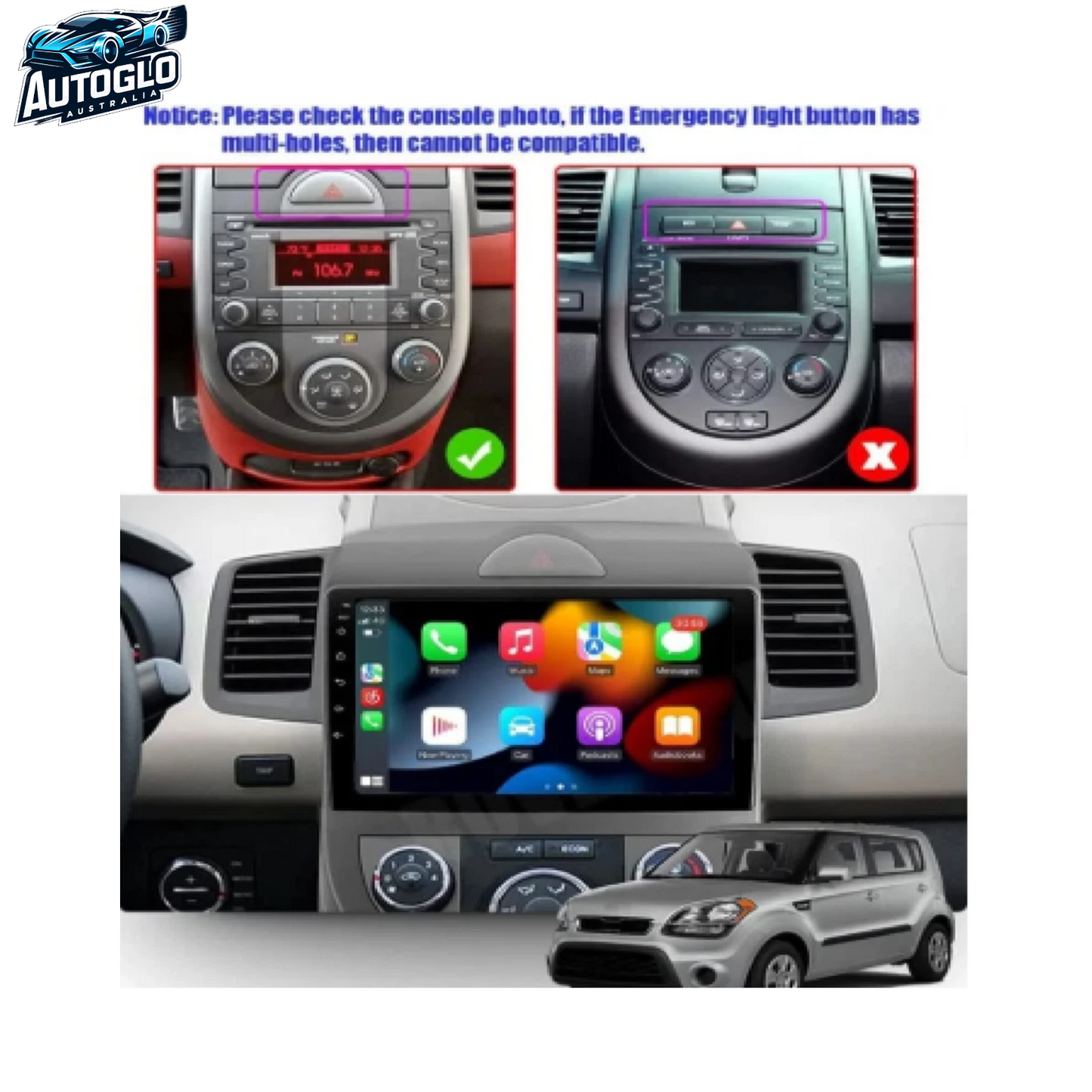 Autoglo Australia 9" (2GB+32G) Android Carplay BT GPS Stereo for KIA SOUL (2009-13)
