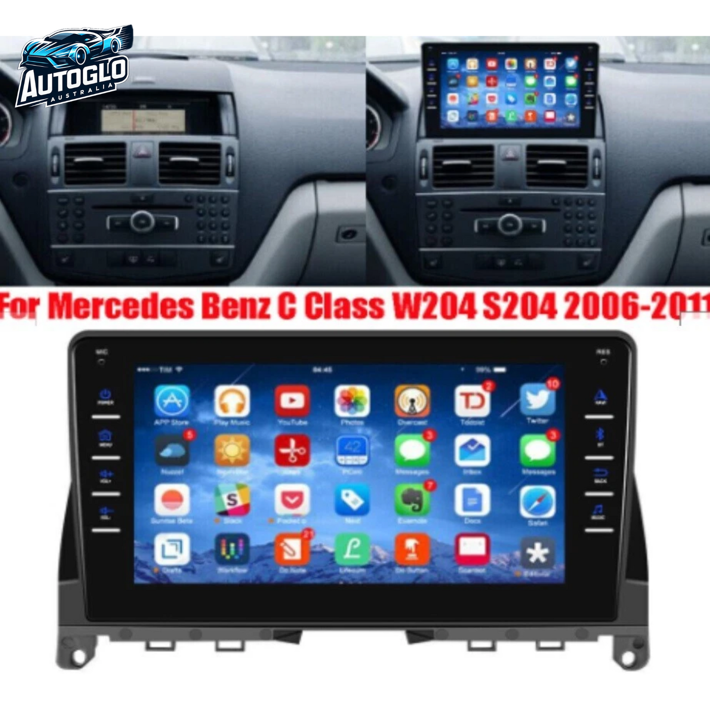 Autoglo Australia 9" (2G+32G) GPS BT CARPLAY ANDROID Stereo For Mercedes Benz C Class (2006-2011)