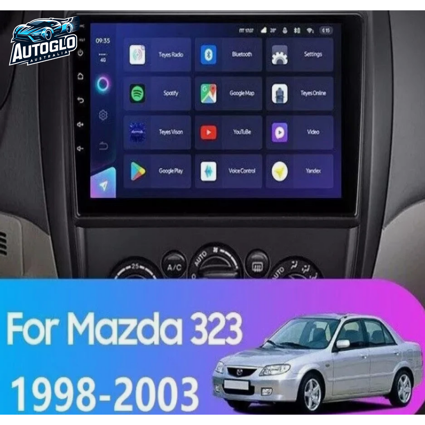Autoglo Australia 9" CarPlay Android GPS BT WiFi Stereo For MAZDA 323 (1998-03) 2GB+32GB