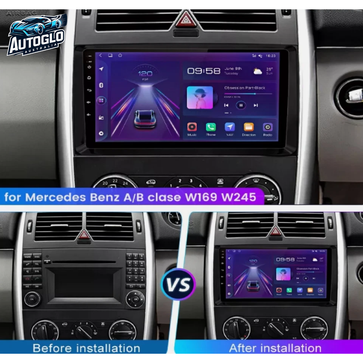 Autoglo Australia 10.1" Android Carplay BT GPS NAVI Stereo for MERCEDEZ BENZ VITO (2GB+32GB)