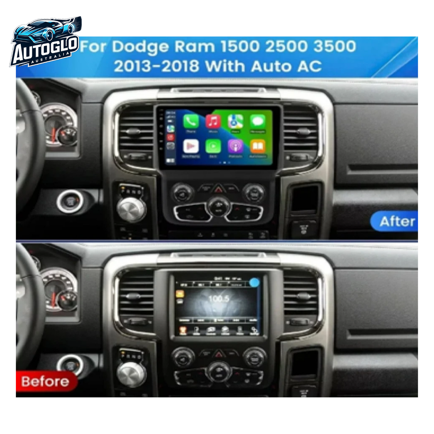 Autoglo Australia 9" (2G+32G) BT WiFi CARPLAY ANDROID Stereo Dodge RAM 1500-5500 (13-19) AUTO AC