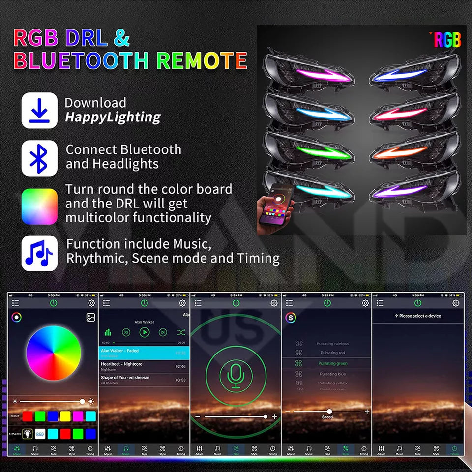 VLAND Full LED V3 Projector Headlights For 2012-20 Toyota 86 Subaru BRZ With RGB DRL