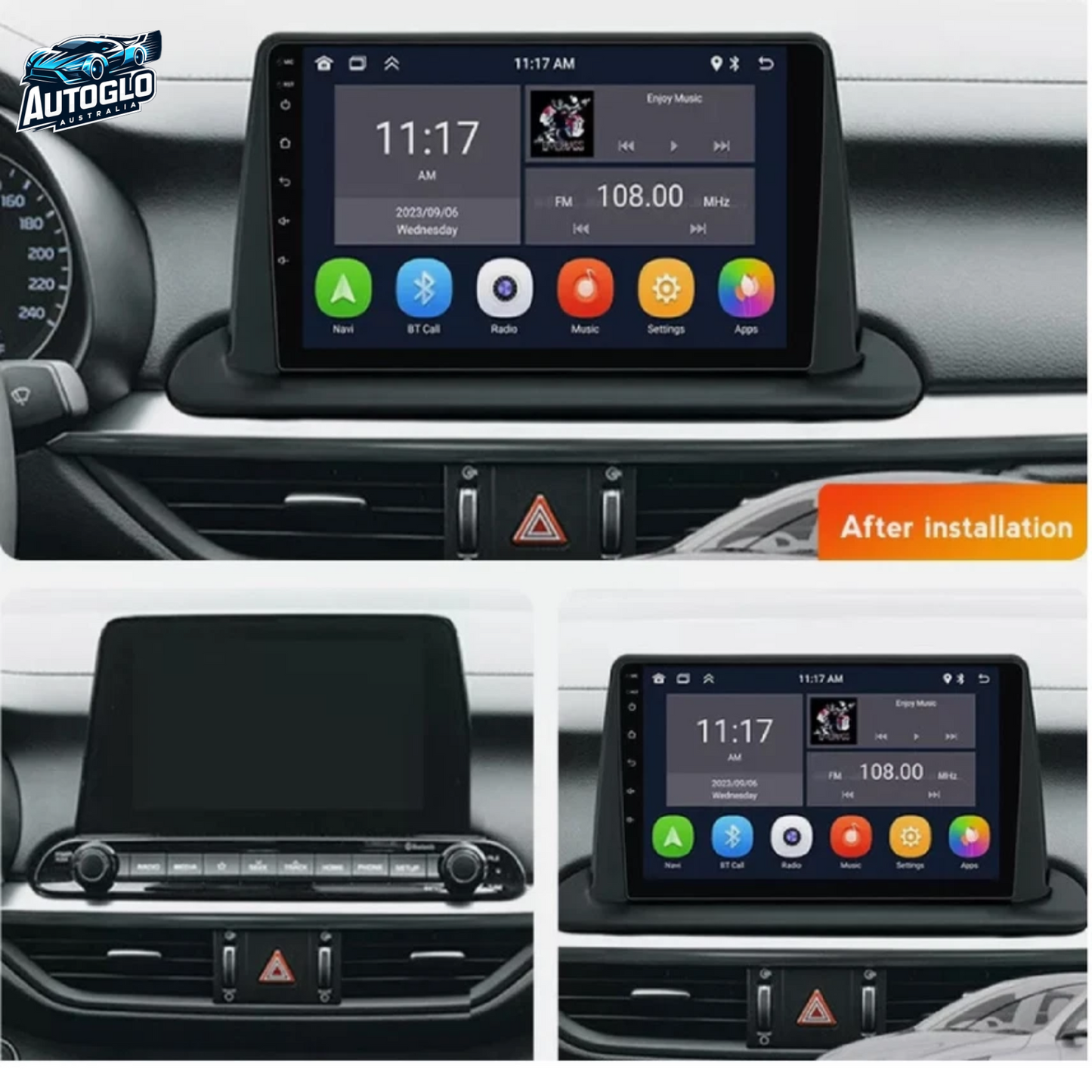 Autoglo Australia 9" (2G+32G) GPS BT WiFi CARPLAY ANDROID Stereo For Kia Cerato (2018-21)