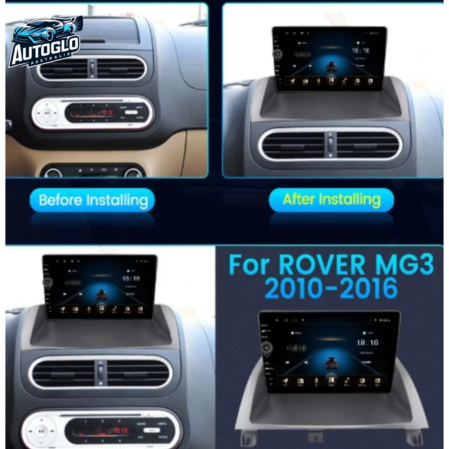 Autoglo Australia 9" (2G+32G) GPS BT WiFi CARPLAY ANDROID Stereo For ROVER MG3 (2010-16)