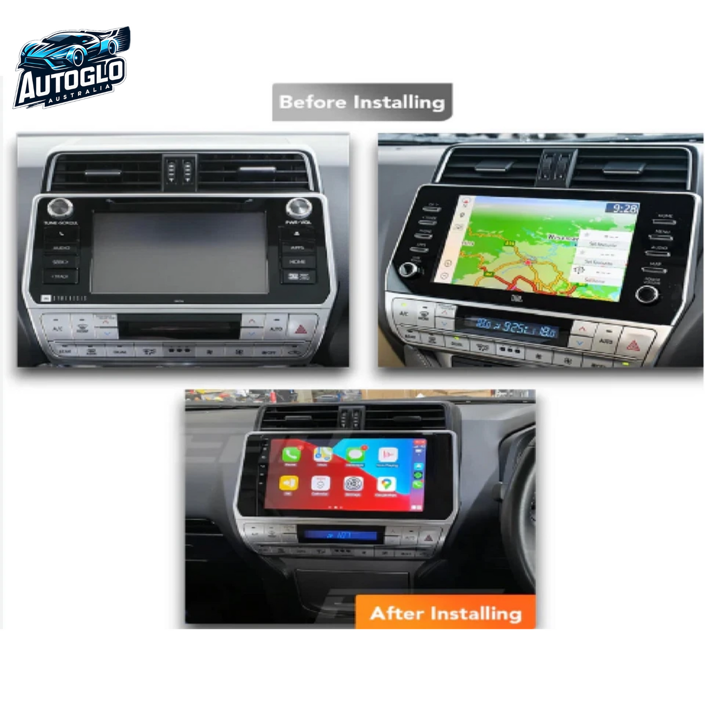 Autoglo Australia 10.1" Carplay Android 2GB+32GB BT GPS NAVI Stereo for TOYOTA PRADO 150 (2020-23)