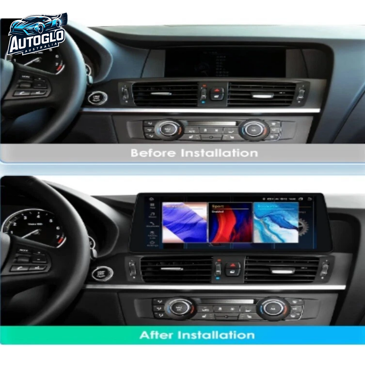 Autoglo Australia BMW X3 F25 X4 F26 12.3" XL FHD Carplay Android BT GPS 4G Auto Stereo (NBT only)