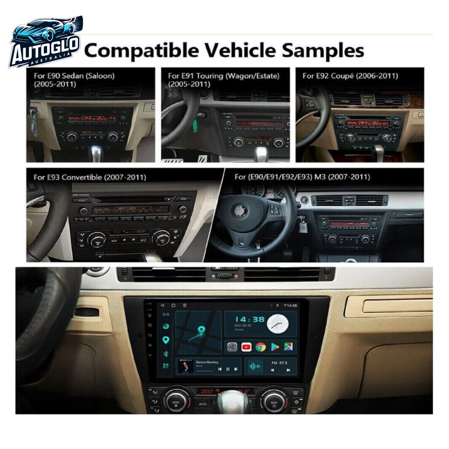 Autoglo Australia 9" (2G+32G)GPS BT WiFi CARPLAY ANDROID Stereo For BMW 3 Series E90 E91 E92 E93