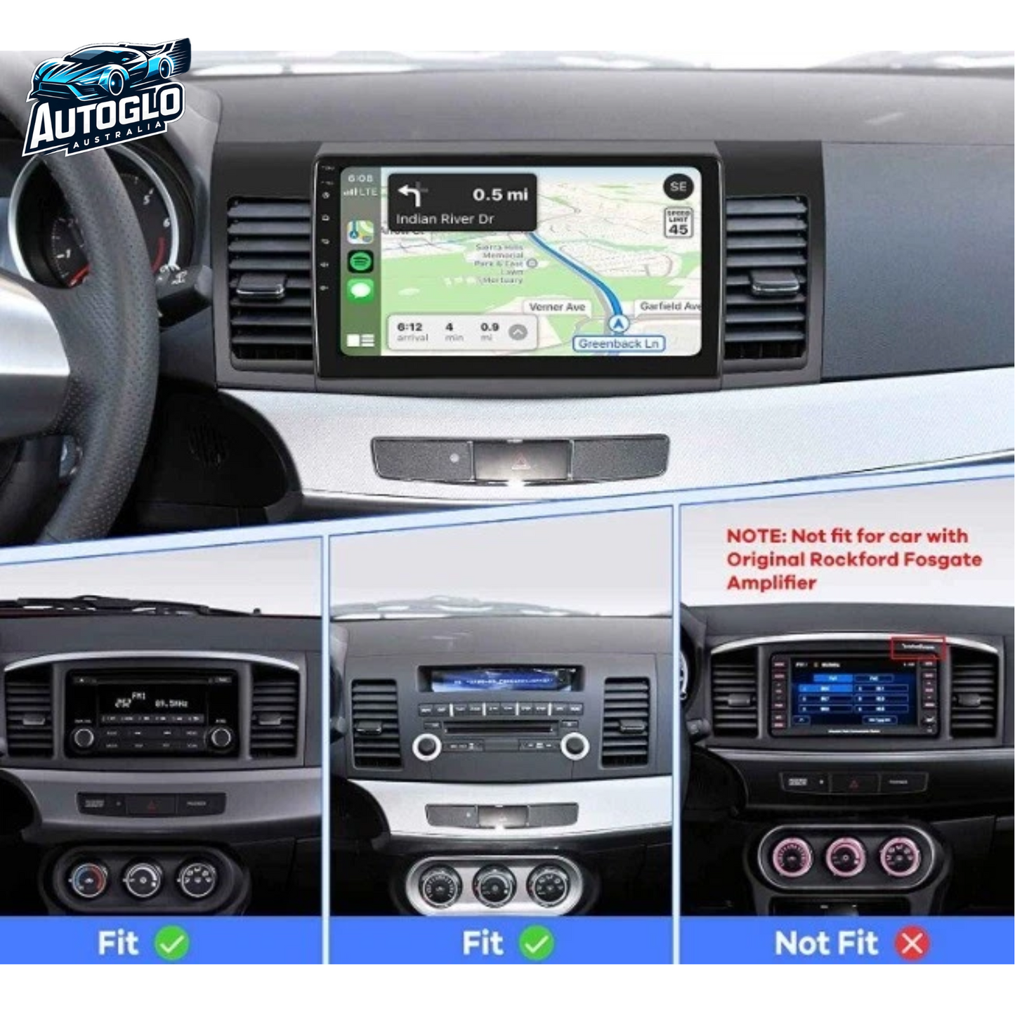 Autoglo Australia 10" CARPLAY ANDROID AUTO SWC (2G+32G) For MITSIBUSHI LANCER 2010-15 GPS BT WiFi