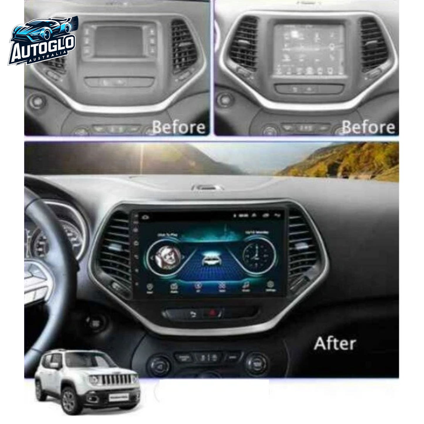 Autoglo Australia 10.1" Android 13 Carplay Stereo for JEEP Cherokee (2013-22) BT GPS NAVI (2+32GB)