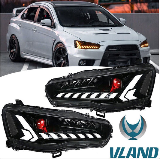 Autoglo Australia Full LED Headlights For Mitsubishi Lancer EVO X 2008-2017 w/Demon Eyes DRL