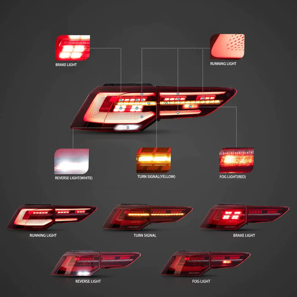 MK8R Style Sequential LED Red Lens Tail Lights for 2021-2024 Volkswagen Golf MK8 | Autoglo Australia