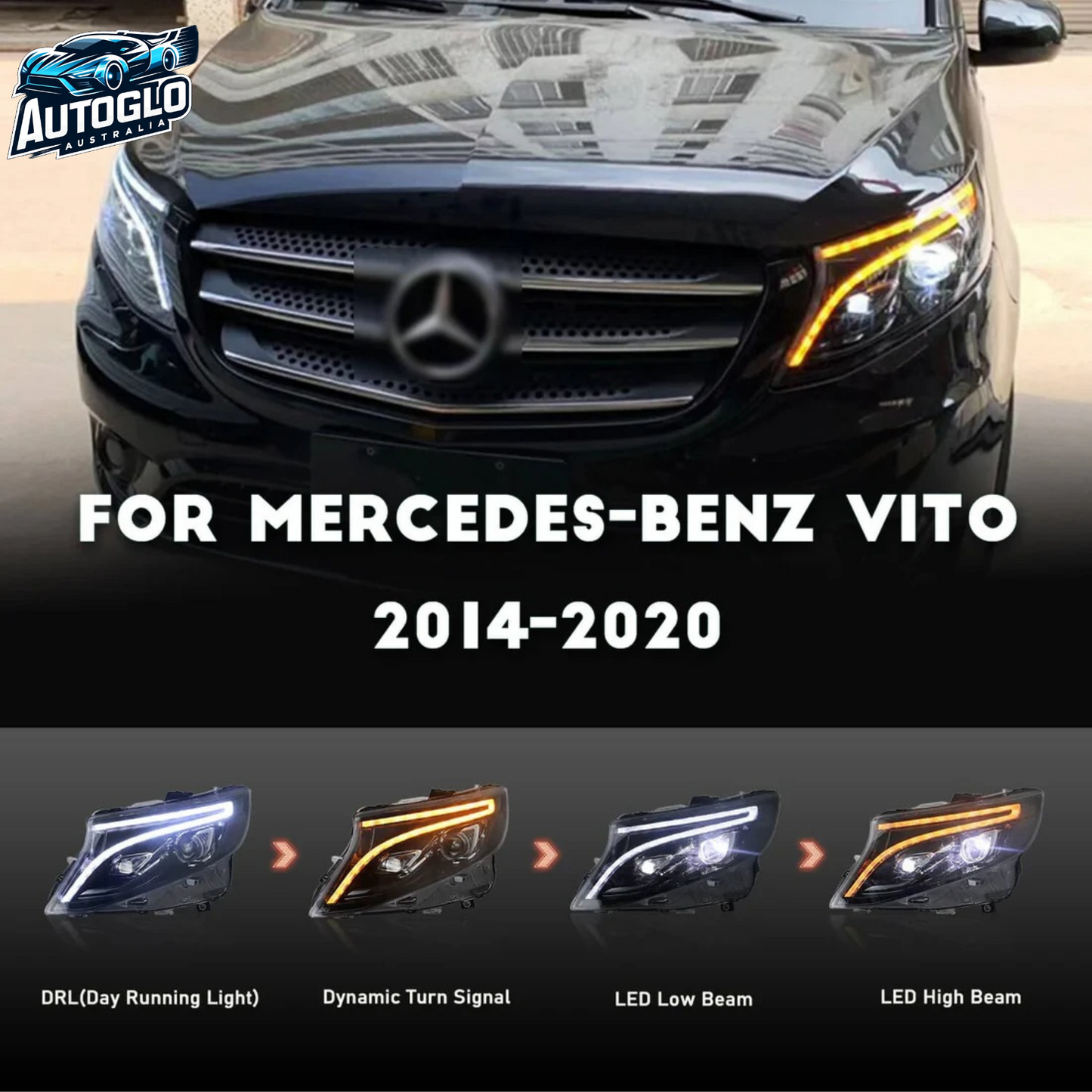 Autoglo Australia Brand New Led Headlights For 2014-20200 Mercedes-Benz Vito