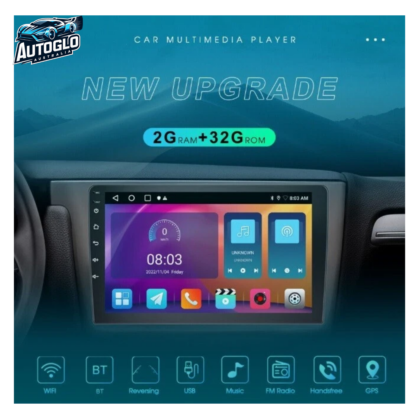 Autoglo Australia 9" (2G+32G) GPS BT WiFi CARPLAY ANDROID Stereo For HYUNDAI SANTAFE (2013-17)