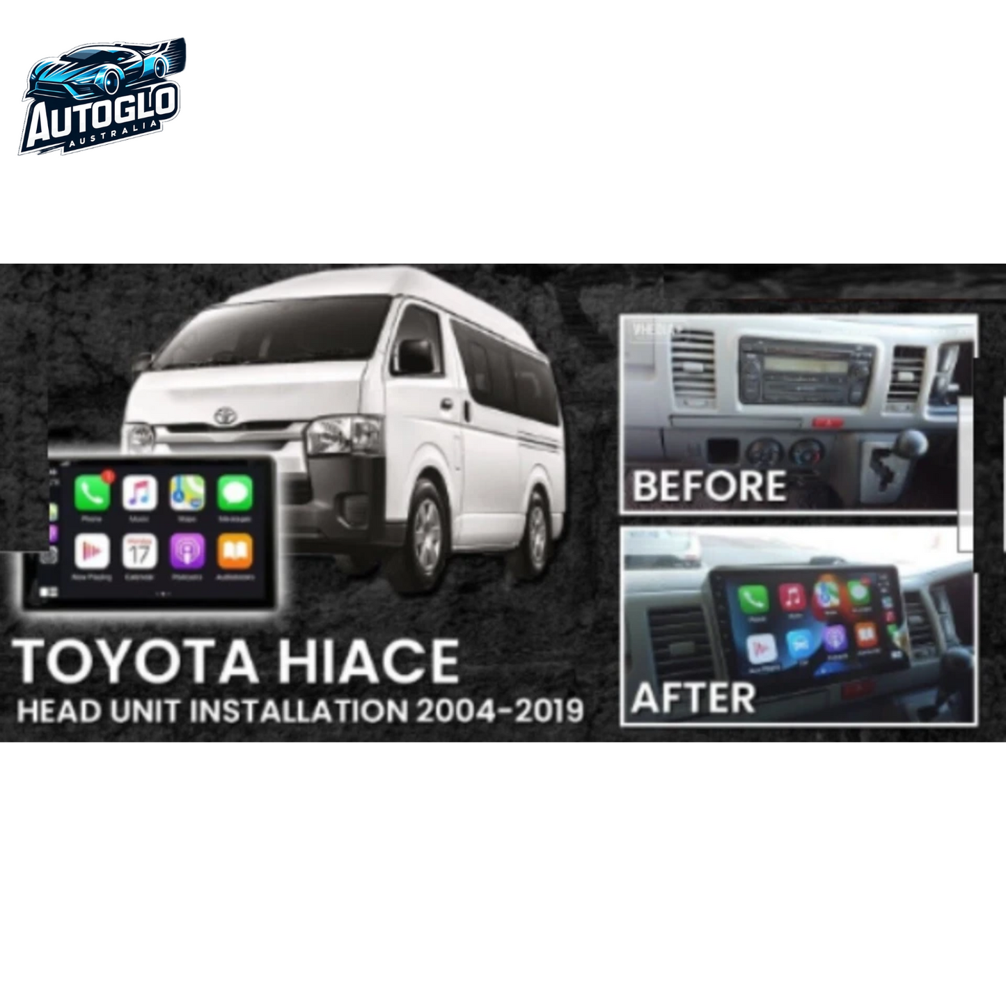 Autoglo Australia 10.1" (2GB+32GB) Android Carplay BT GPS Stereo for TOYOTA HIACE (2005-18)