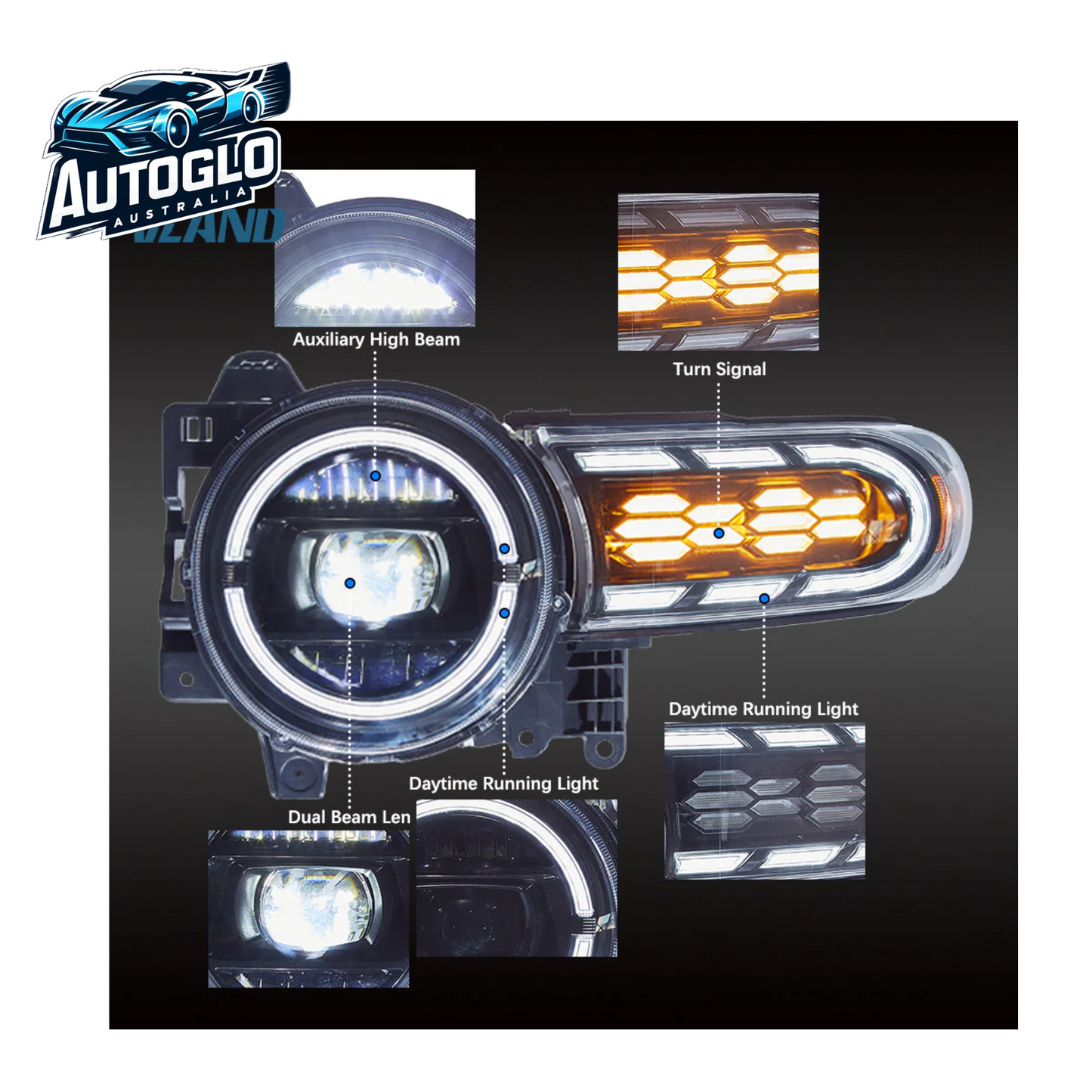 VLAND LED Dual Beam Headlights For Toyota FJ Cruiser 2007-2023 with Dynamic Animation Lighting