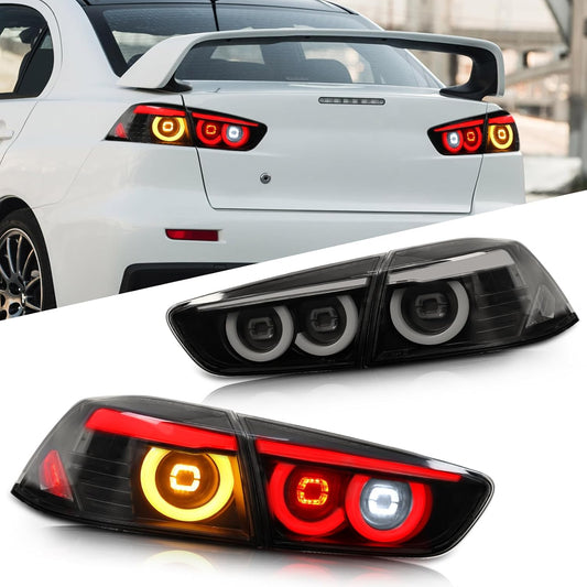 LED Smoked Tail Lights for Mitsubishi Lancer 08-17 EVO X Start Up Animation Rear Lights V3