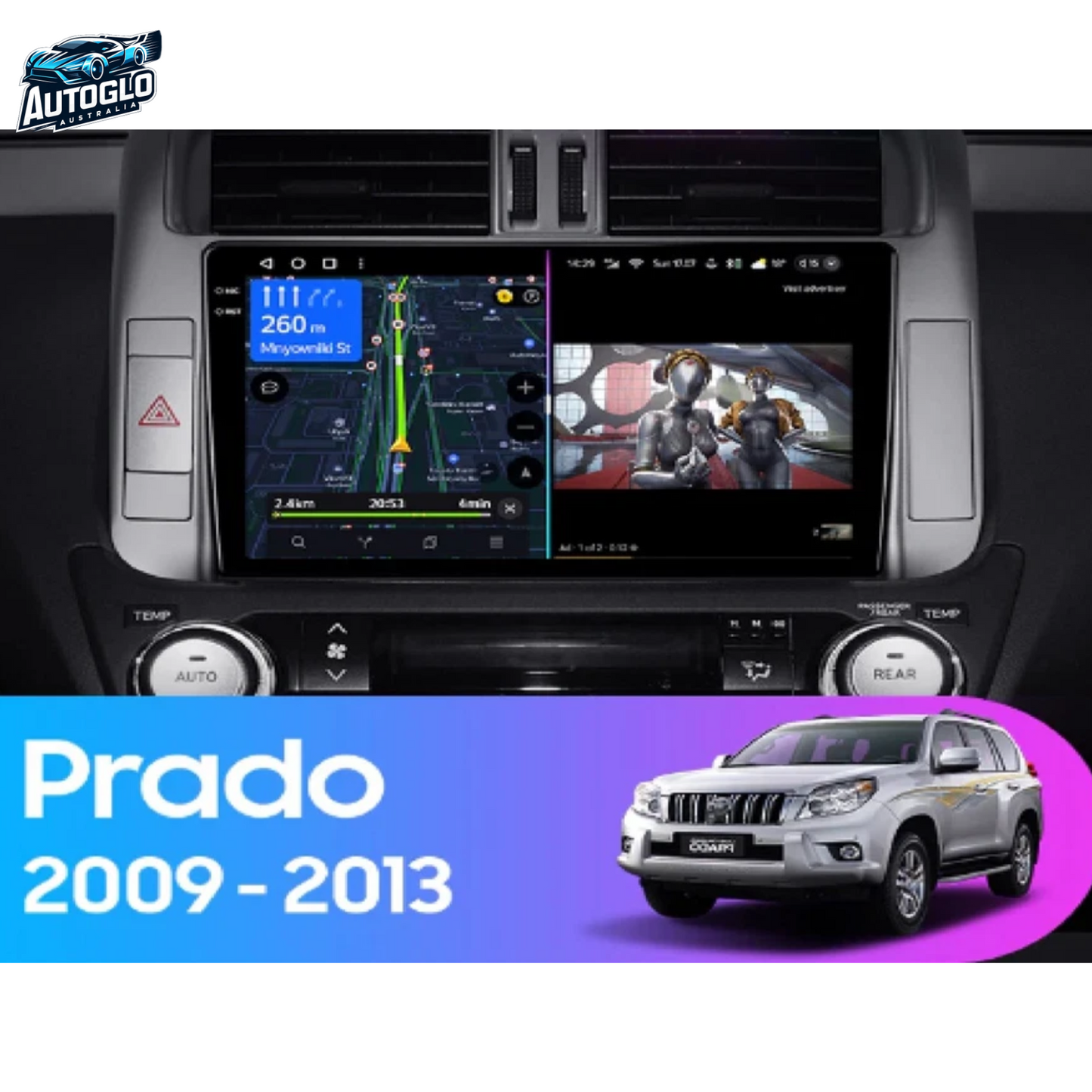 Autoglo Australia 9" (2G+32G)GPS BT WiFi CARPLAY ANDROID Stereo For TOYOTA PRADO 150 (2009-13)