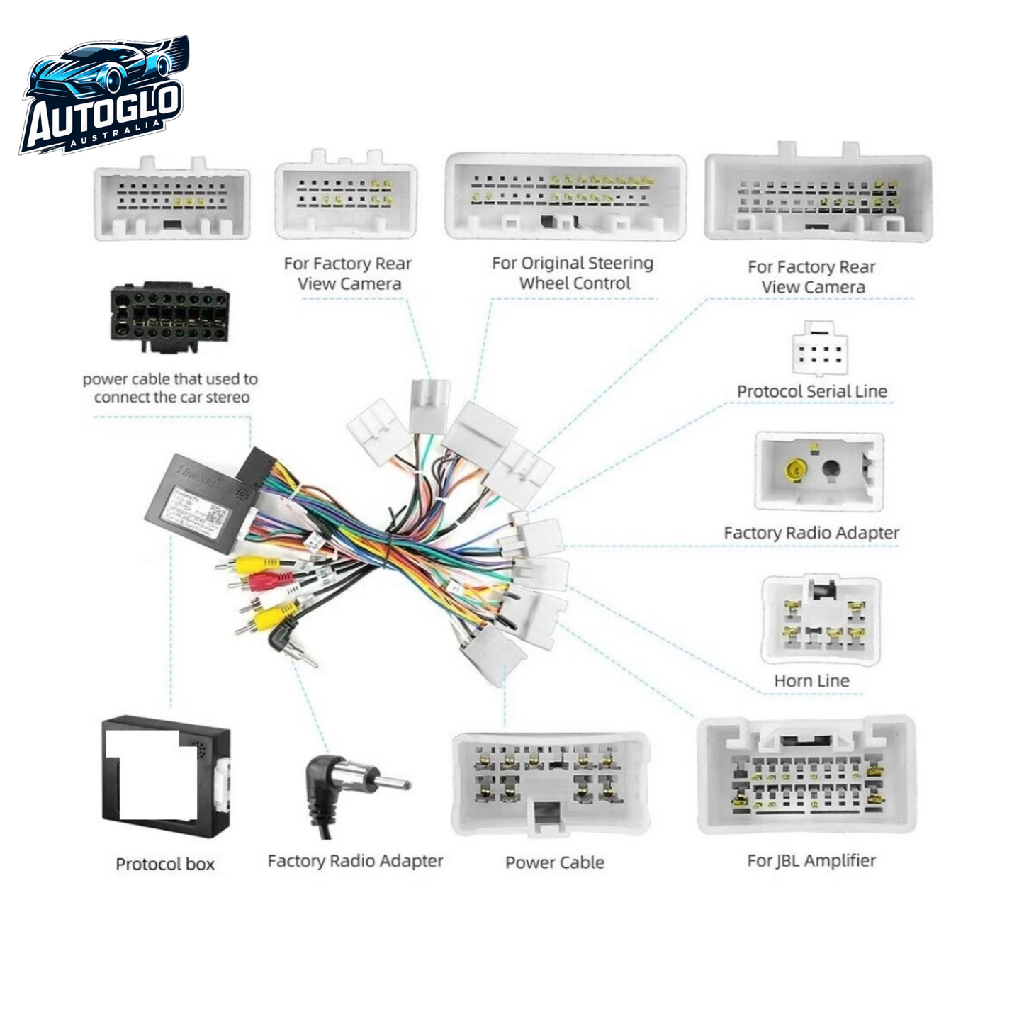 Autoglo Australia For Toyota Car Stereo Radio Power Harness ISO Adapter Support OEM JBL AMP