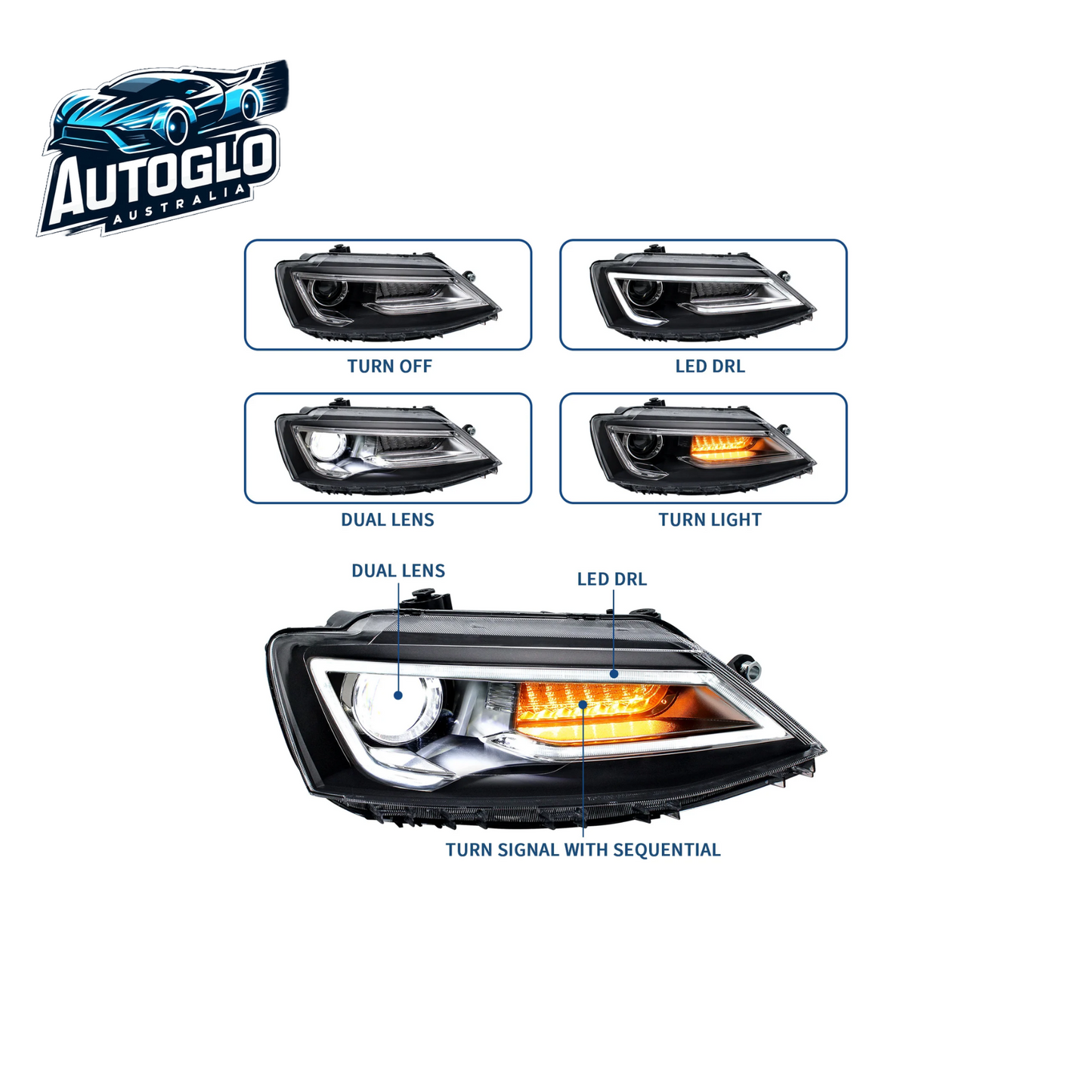 VLAND Dual Beam Headlights For Volkswagen Jetta / Sagitar 2011-2018