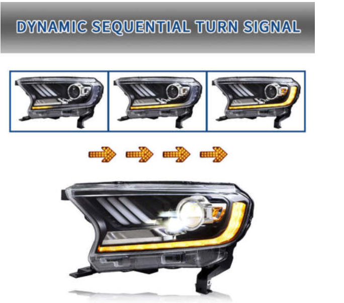 VLAND Full LED Headlights For Ford Ranger PX2 PXS 2016-2020 W/Sequential Signal