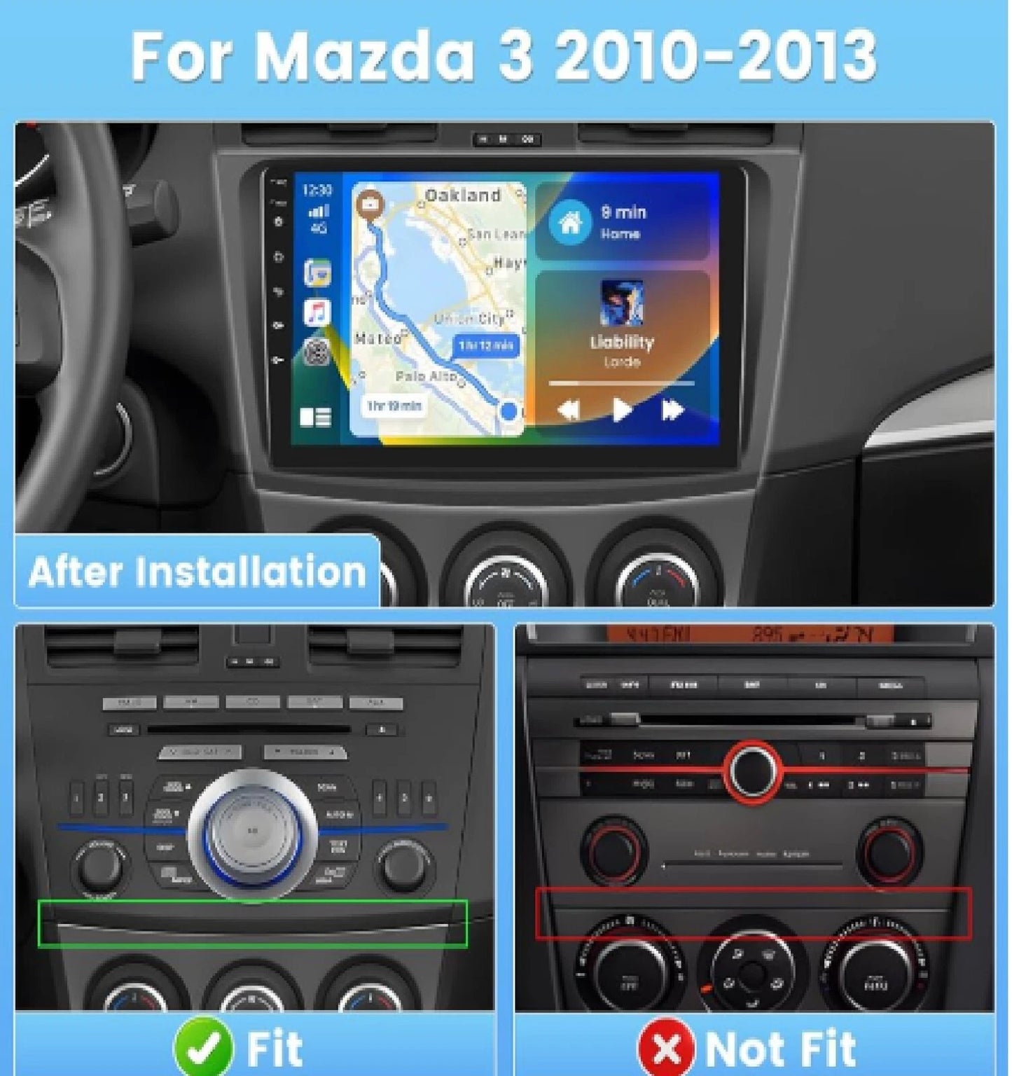 Autoglo Australia 9" (2G+32G) CARPLAY ANDROID GPS BT WiFi Stereo For MAZDA 3 (2009-15)
