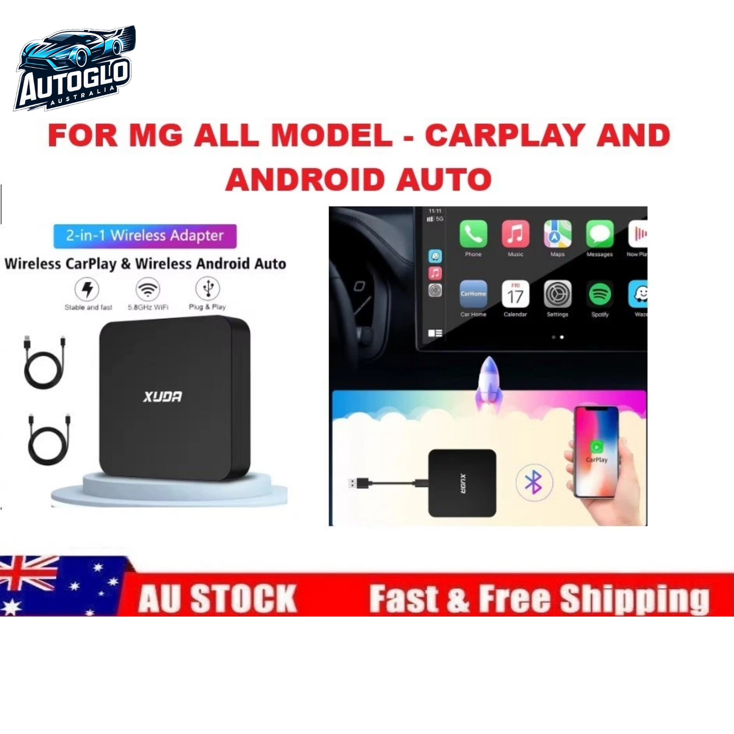 Autoglo Australia T3CXUDA Carplay Android Auto Adapter For MG NISSAN BENZ MAZDA All models