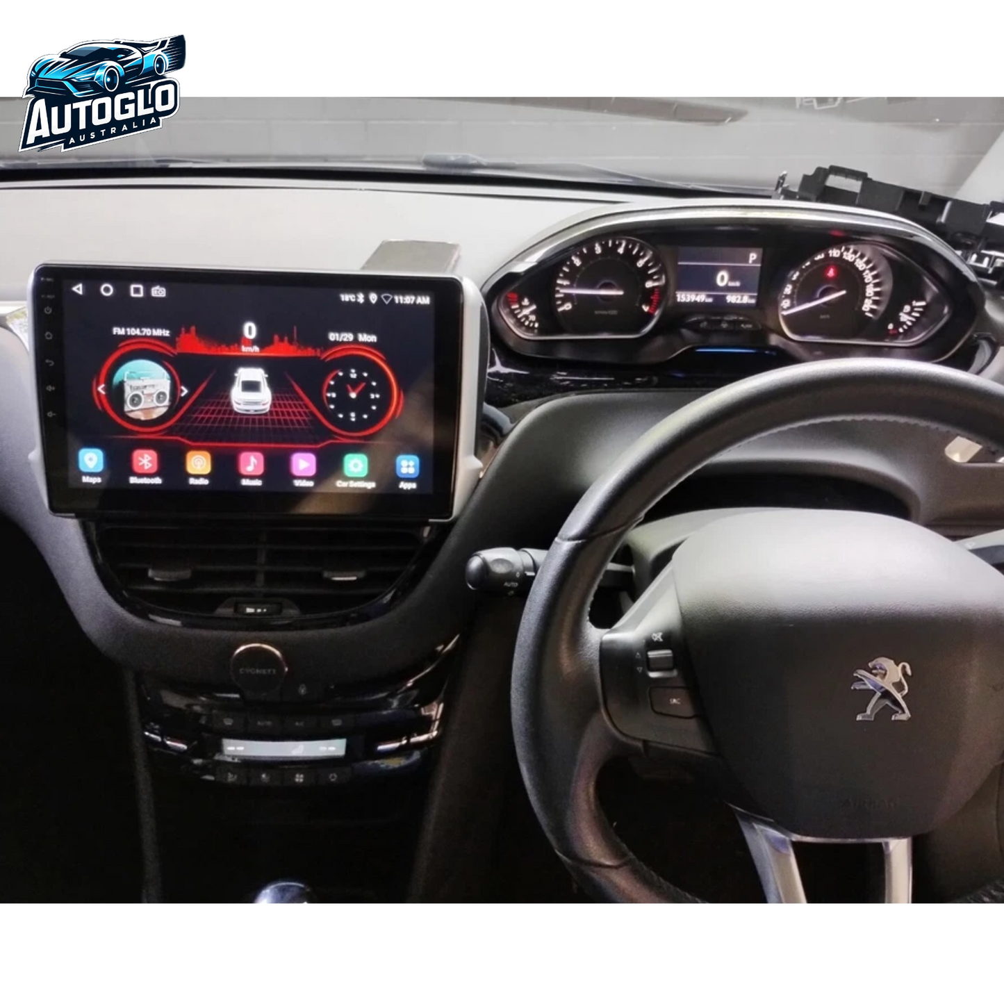 Autoglo Australia 10" (2+32GB) CarPlay Android 13.0 BT GPS WiFi Stereo For Peugeot 208 (2012 -16)
