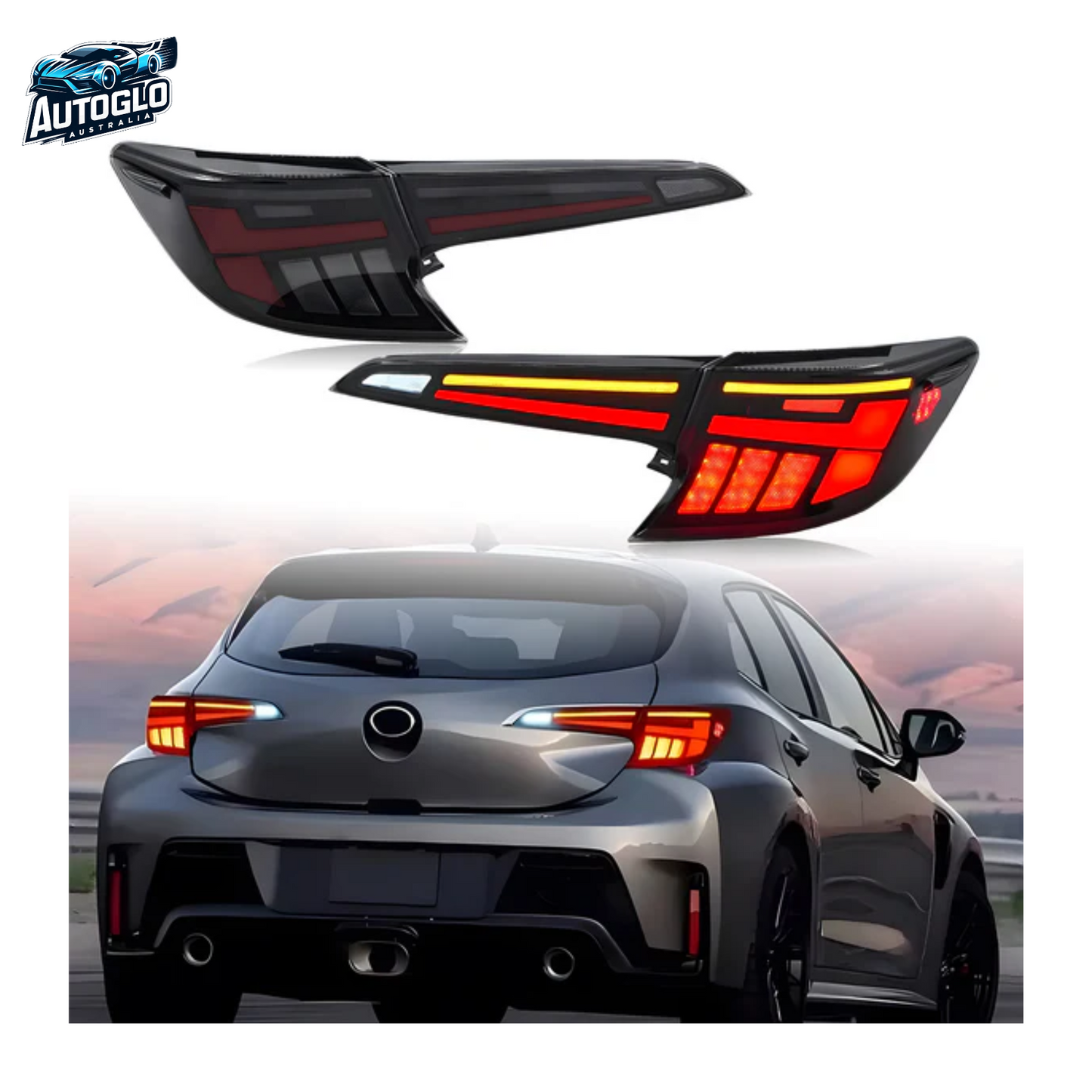 Autoglo Australia Led Tail Lights For Toyota Corolla Hatchback 2018-2023 DRL Start UP Animation