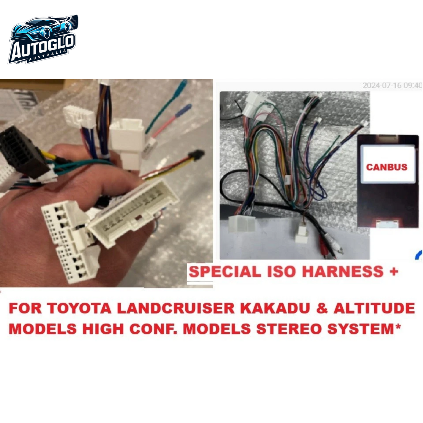 Autoglo Australia For Toyota Prado Kakadu VX Altitude Android Stereo ISO Harness CANBUS Module