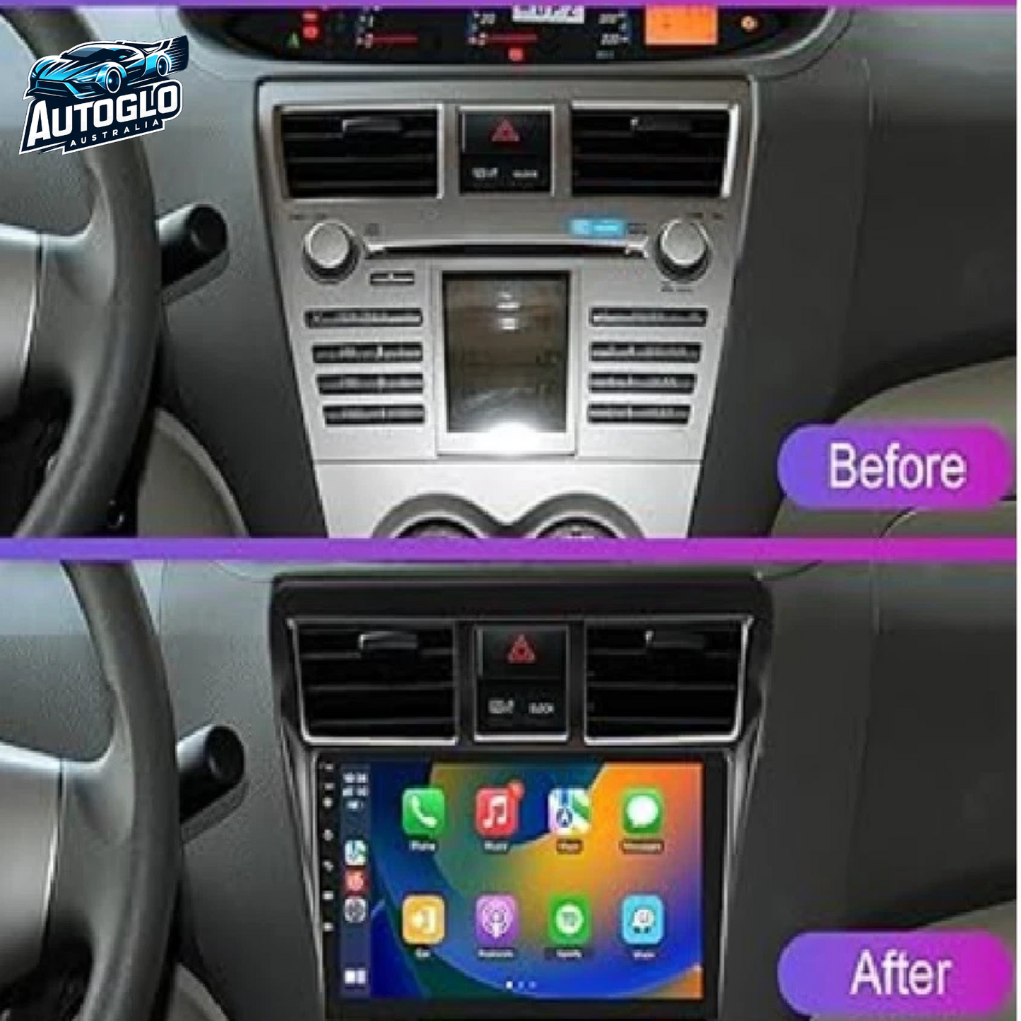 Autoglo Australia 9" (2G+32G) CARPLAY ANDROID GPS BT WiFi Stereo For TOYOTA YARIS (2005-12)