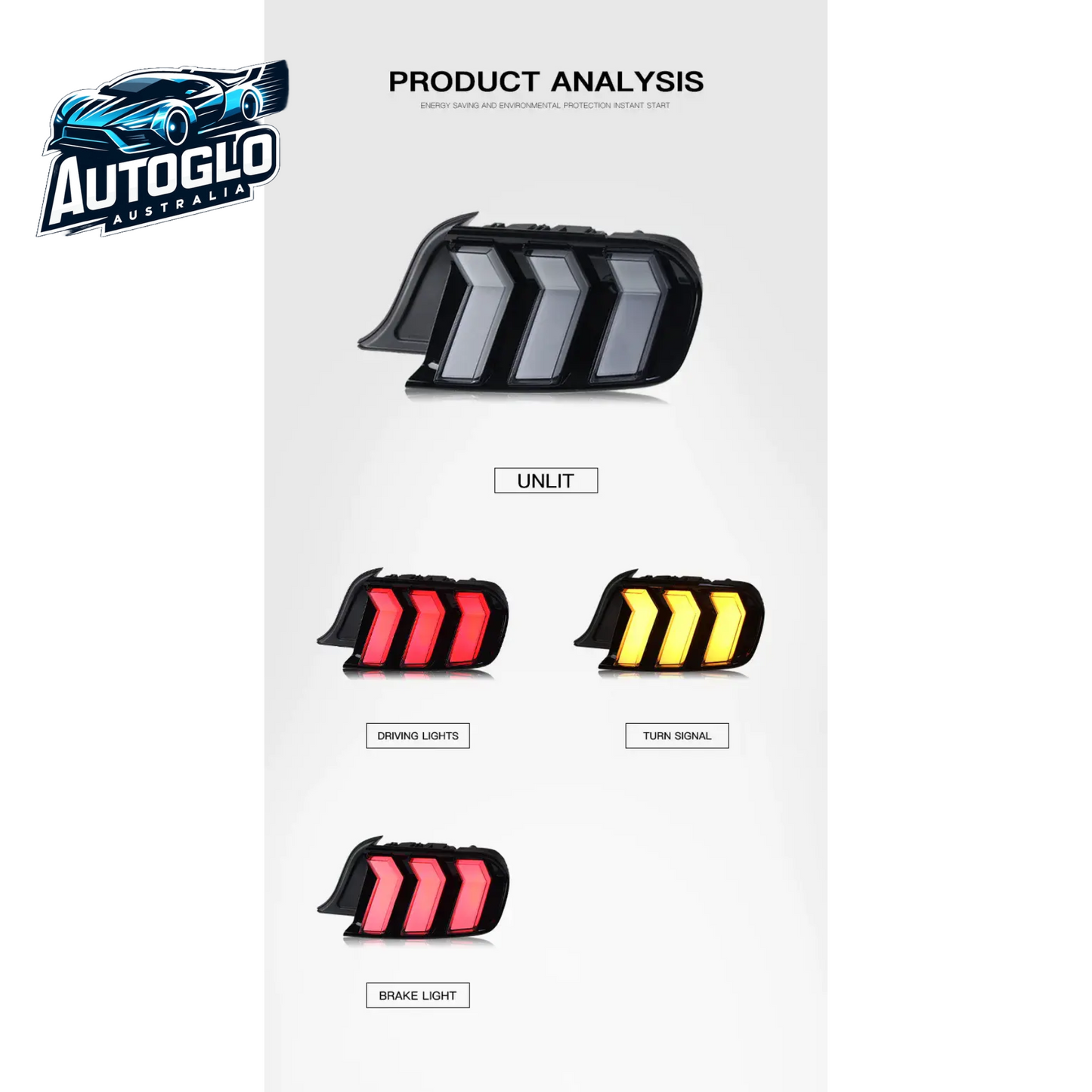 Autoglo Australia Smoked LED Taillights for 2015 - 2023 Ford mustang