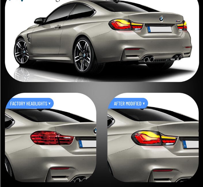 VLAND LED Tail Lights for BMW M4 F82, F83, F32, F36 (2013-2020), sleek design with red lens