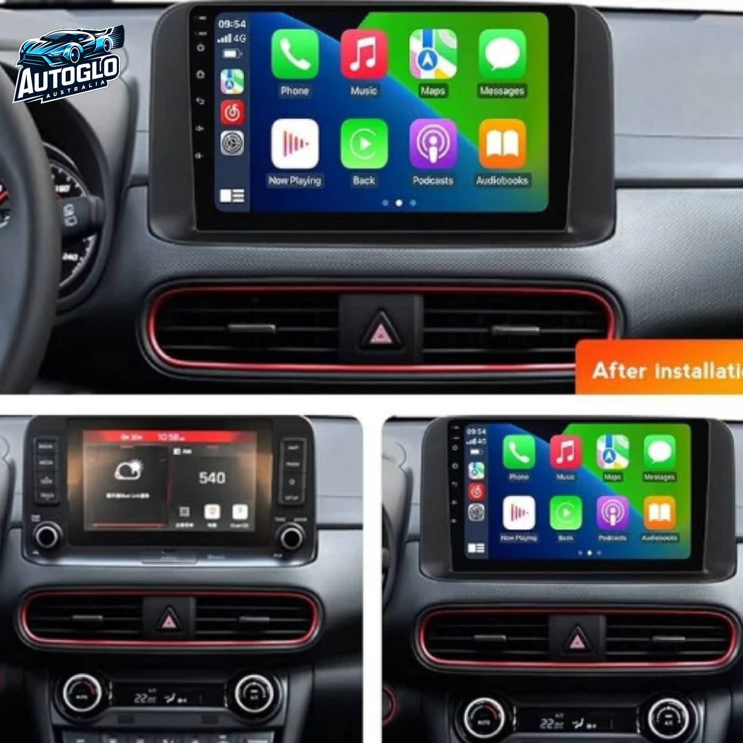 Autoglo Australia 9" CarPlay Android 13 GPS BT WiFi Stereo For HYUNDAI KONA (2018+) 2GB+32GB