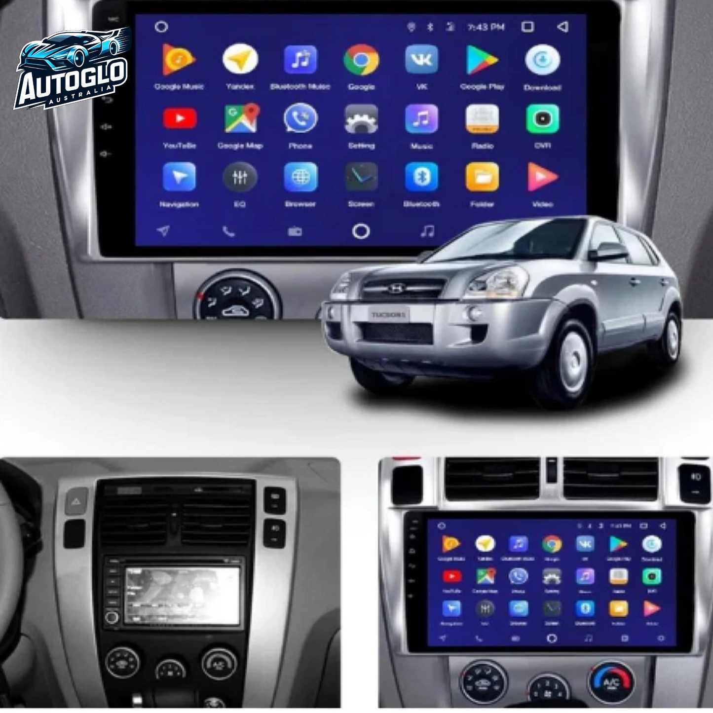 Autoglo Australia 10.1" Carplay Android 2GB+32GB BT GPS Stereo for HYUNDAI IX35 TUCSON (2004-09)