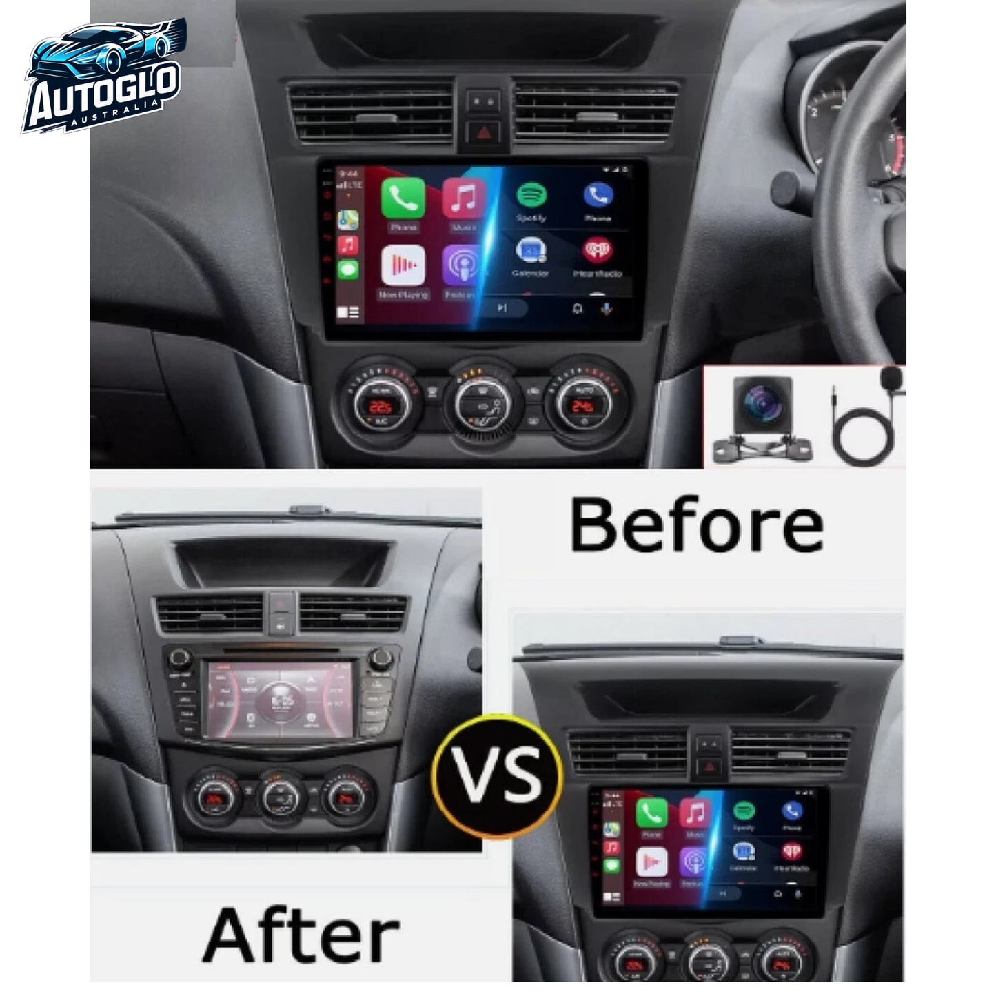 Autoglo Australia 9" CarPlay Android 13 GPS BT WiFi Stereo For MAZDA BT-50 (2012 -18) 2GB+32GB